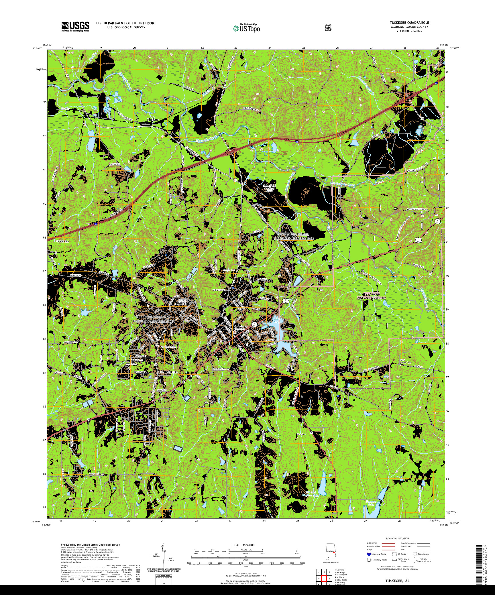 USGS US TOPO 7.5-MINUTE MAP FOR TUSKEGEE, AL 2021