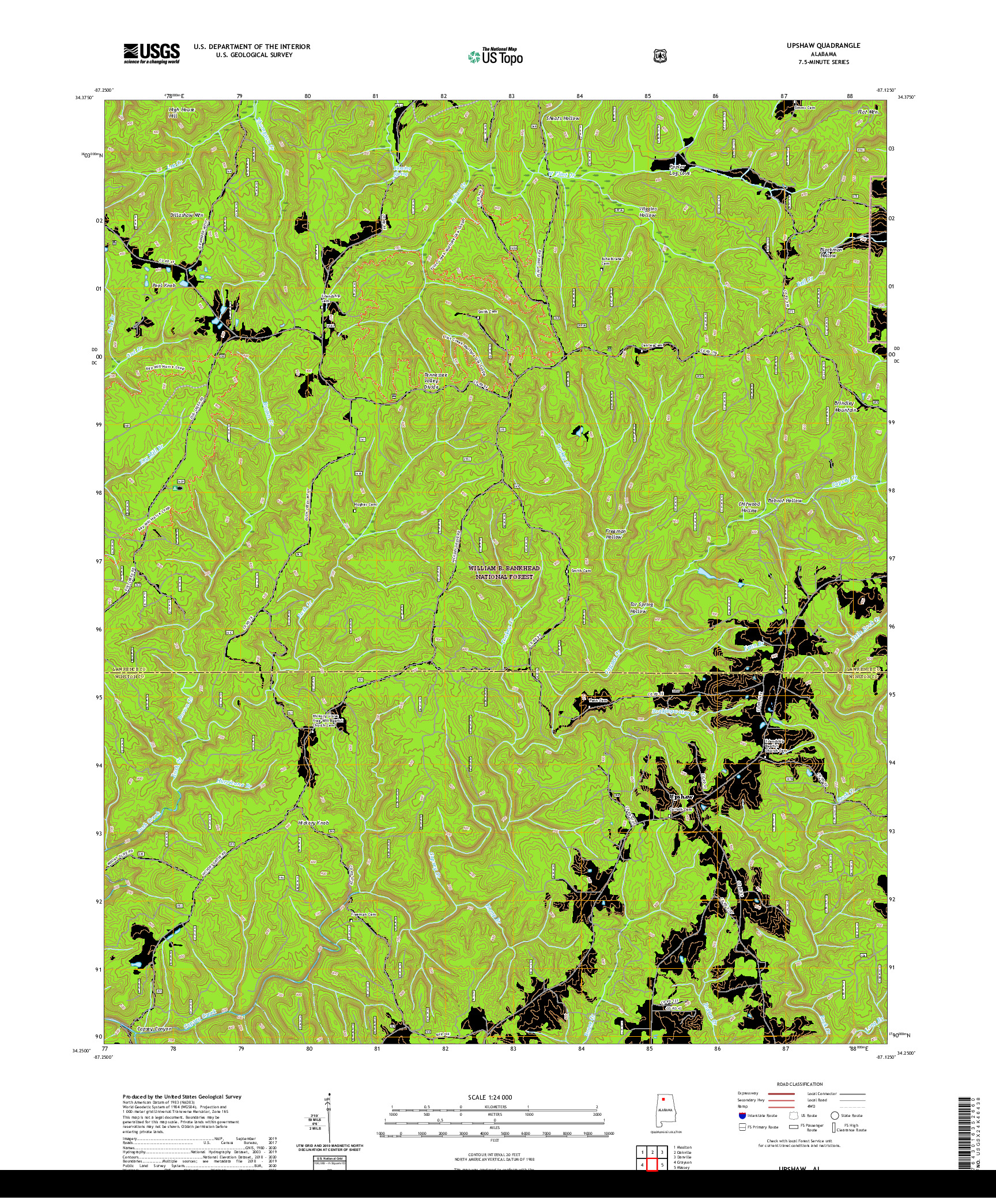 USGS US TOPO 7.5-MINUTE MAP FOR UPSHAW, AL 2021