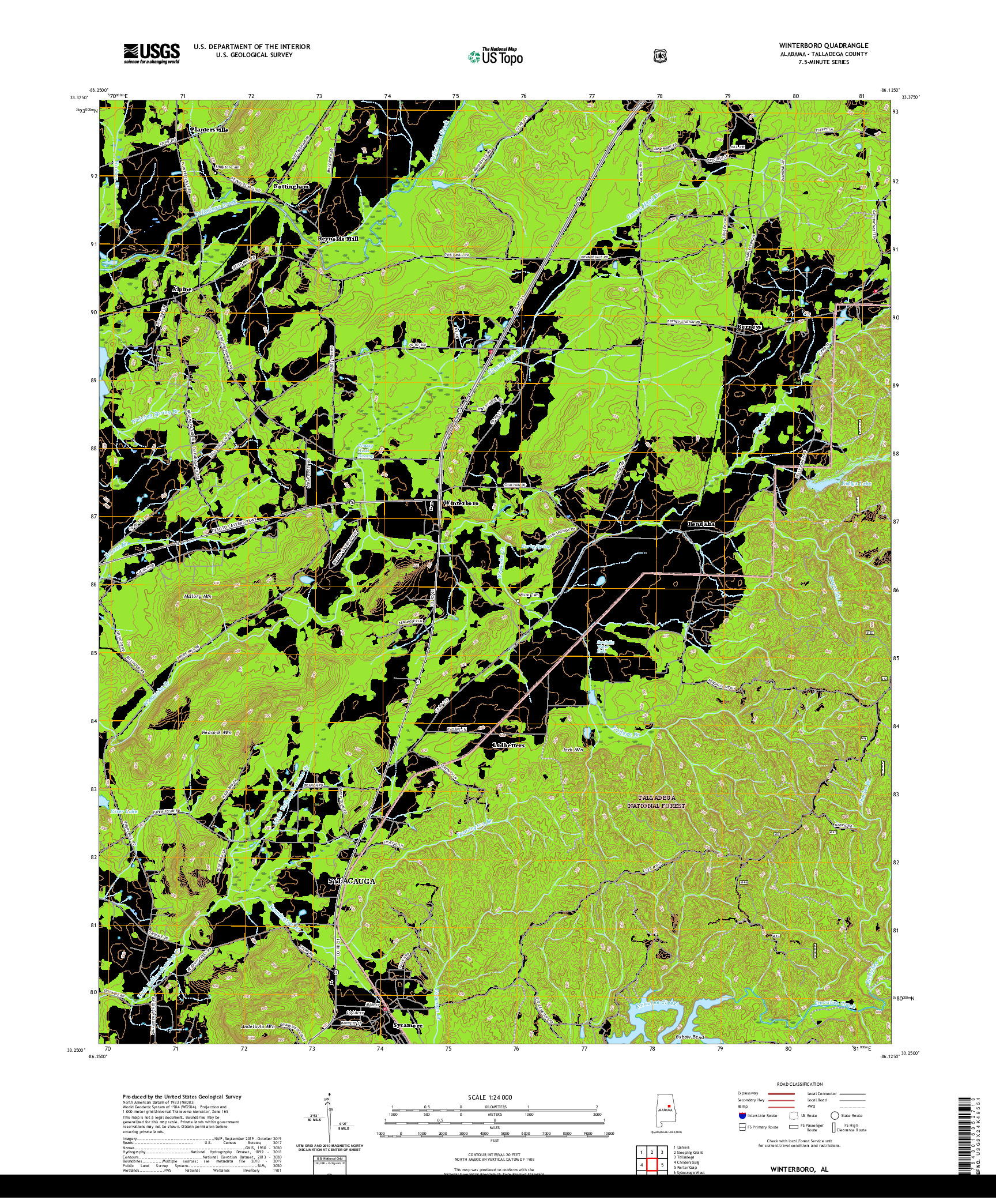 USGS US TOPO 7.5-MINUTE MAP FOR WINTERBORO, AL 2021