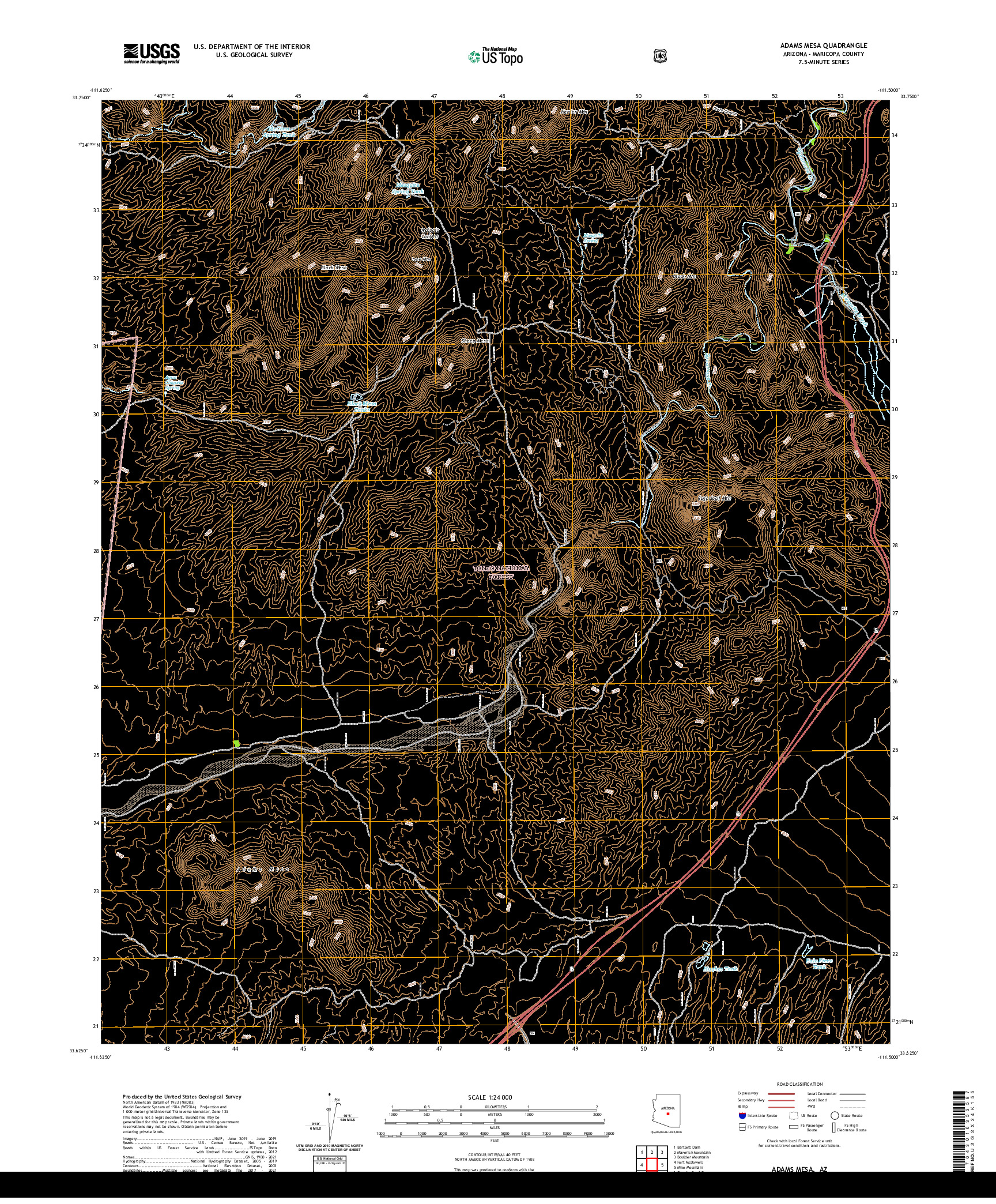 US TOPO 7.5-MINUTE MAP FOR ADAMS MESA, AZ