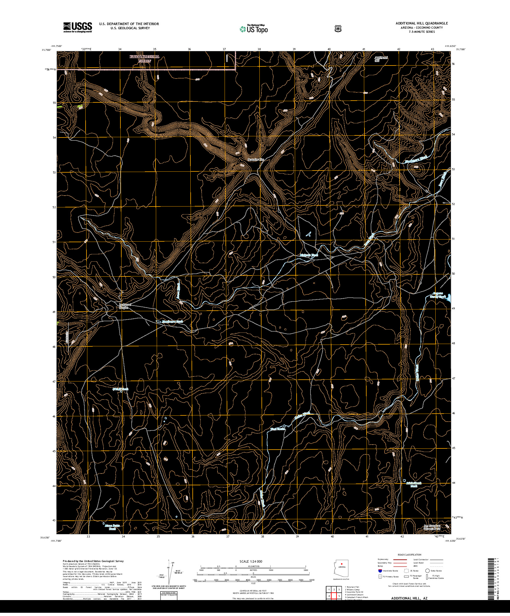 US TOPO 7.5-MINUTE MAP FOR ADDITIONAL HILL, AZ