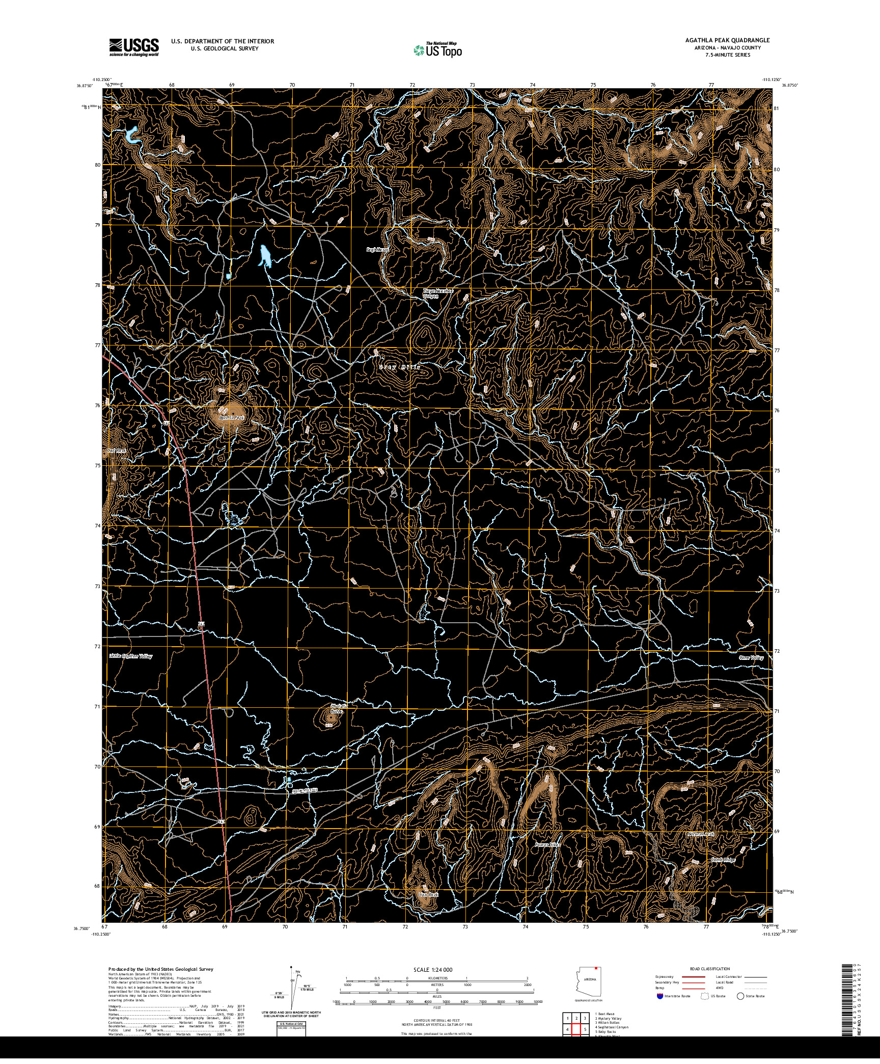 US TOPO 7.5-MINUTE MAP FOR AGATHLA PEAK, AZ