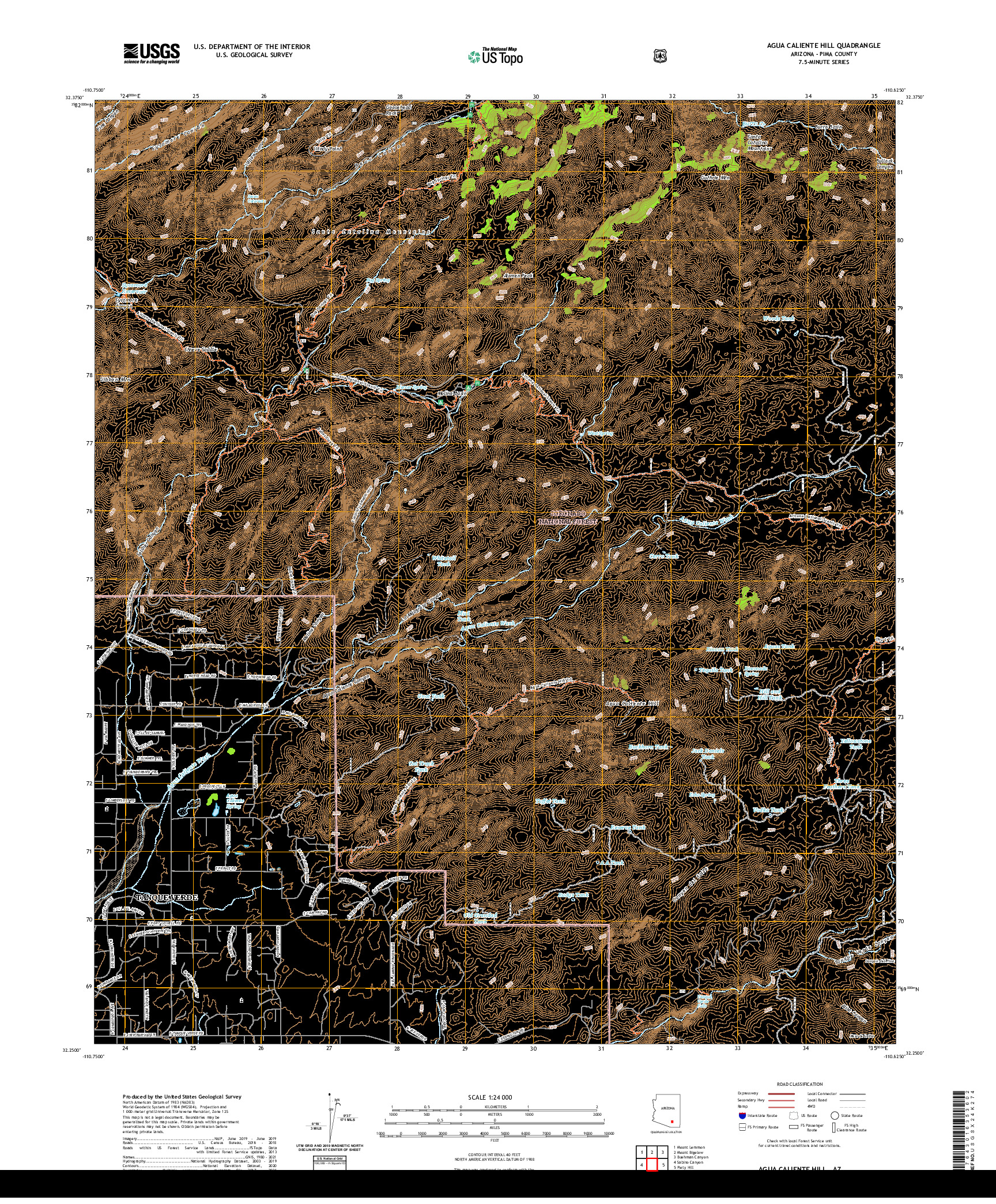 US TOPO 7.5-MINUTE MAP FOR AGUA CALIENTE HILL, AZ