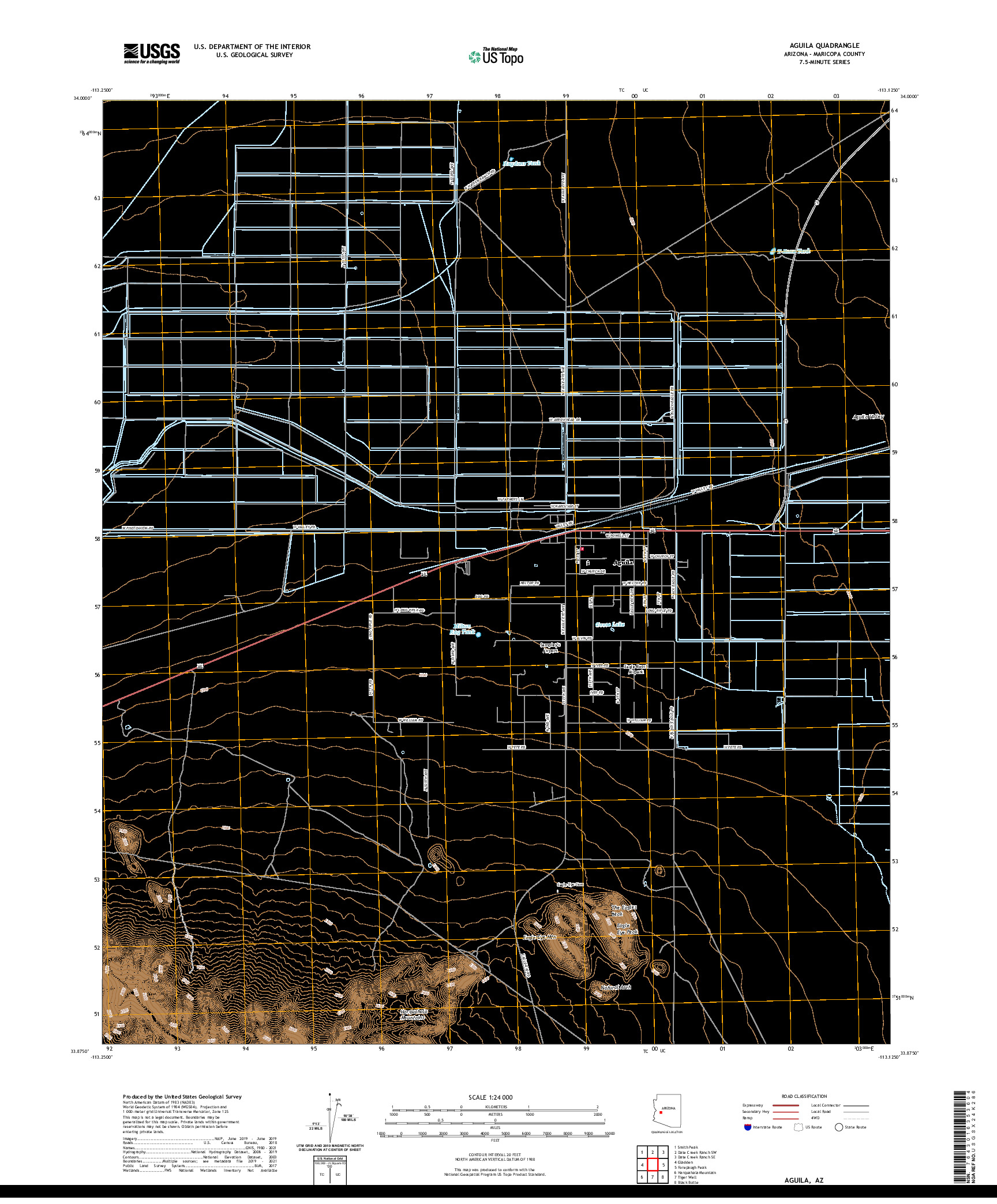 US TOPO 7.5-MINUTE MAP FOR AGUILA, AZ