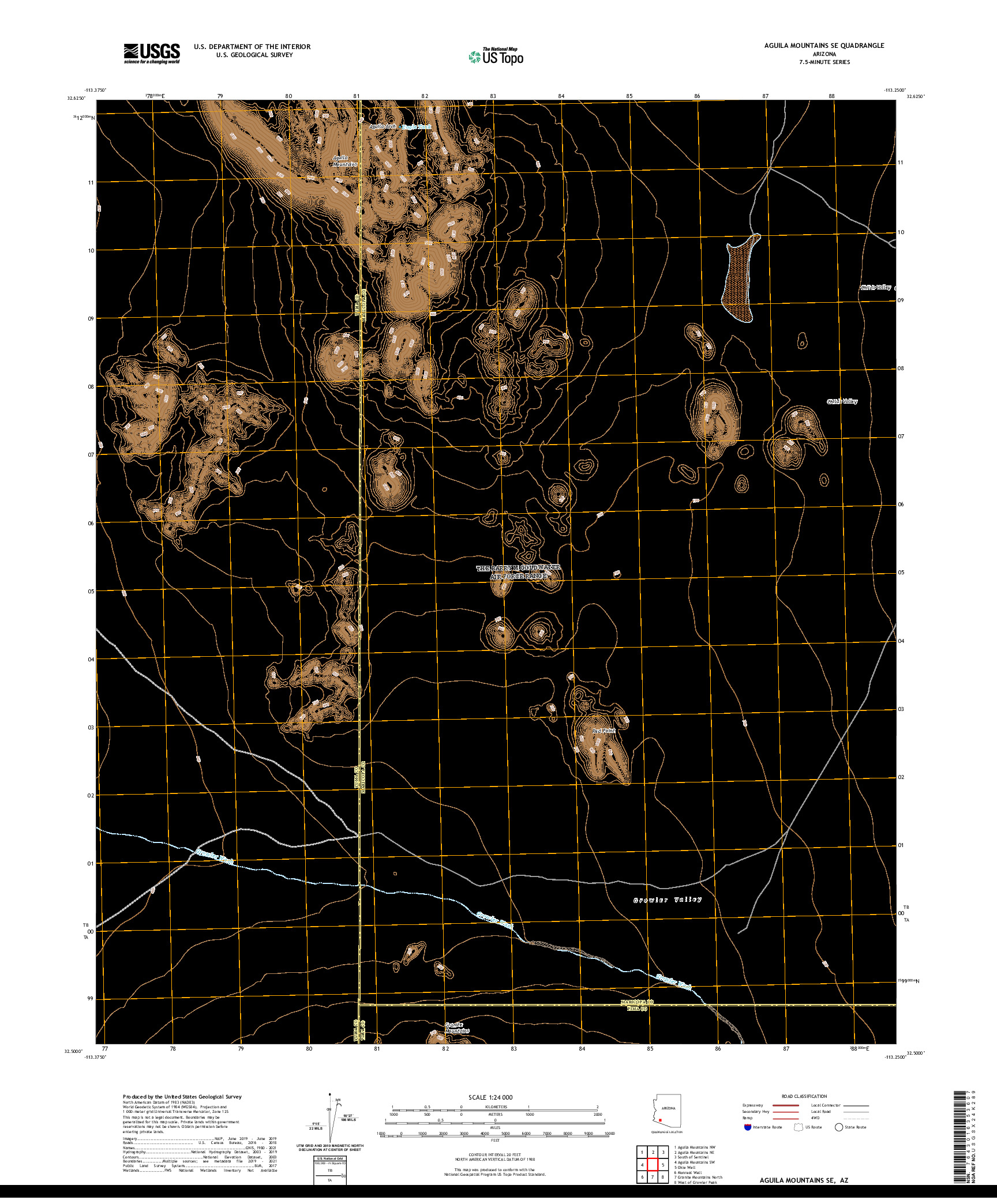 US TOPO 7.5-MINUTE MAP FOR AGUILA MOUNTAINS SE, AZ