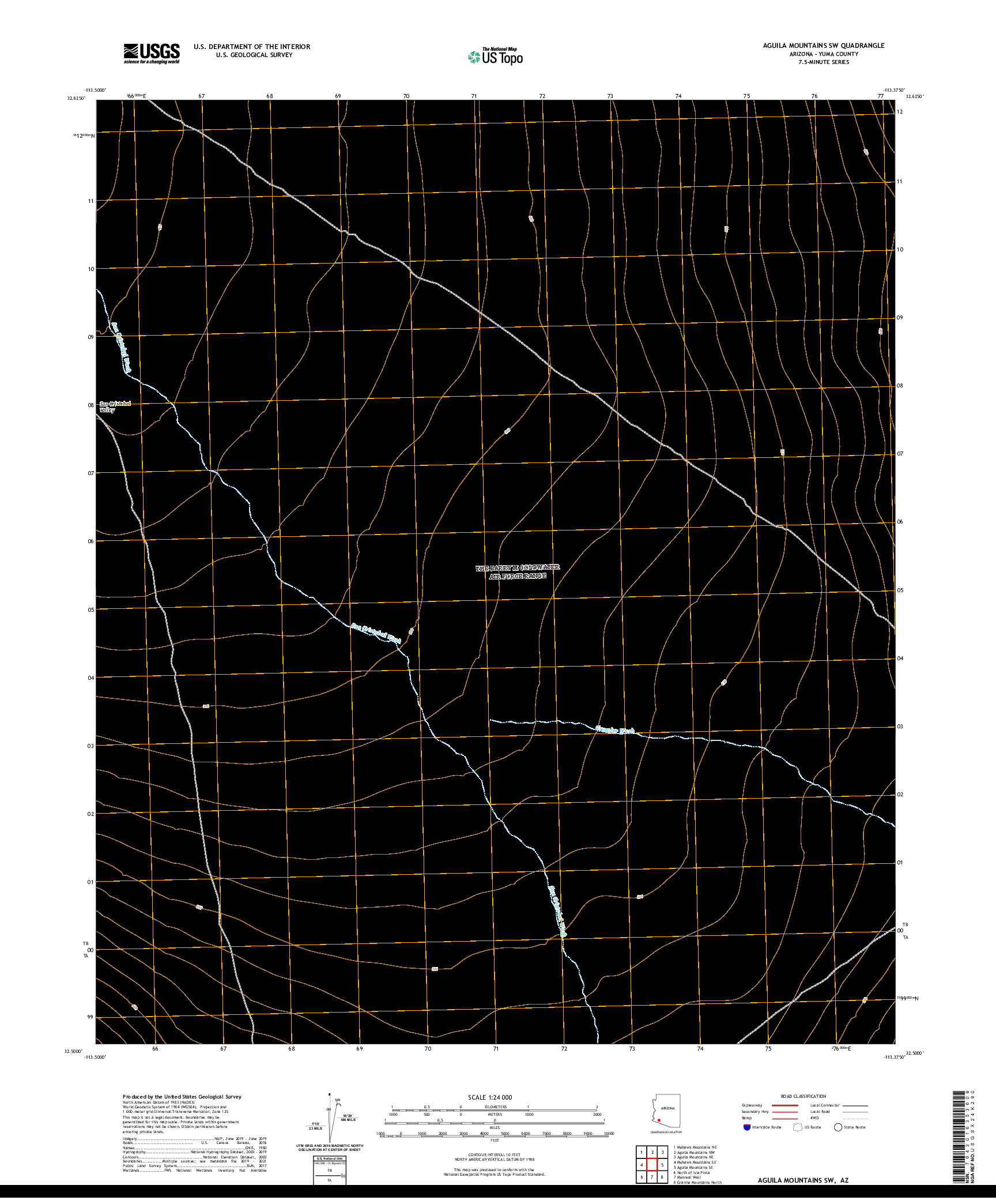 USGS US TOPO 7.5-MINUTE MAP FOR AGUILA MOUNTAINS SW, AZ 2021