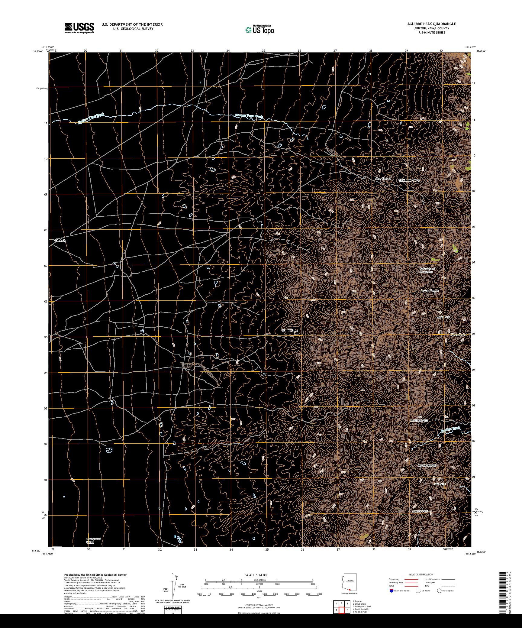 USGS US TOPO 7.5-MINUTE MAP FOR AGUIRRE PEAK, AZ 2021