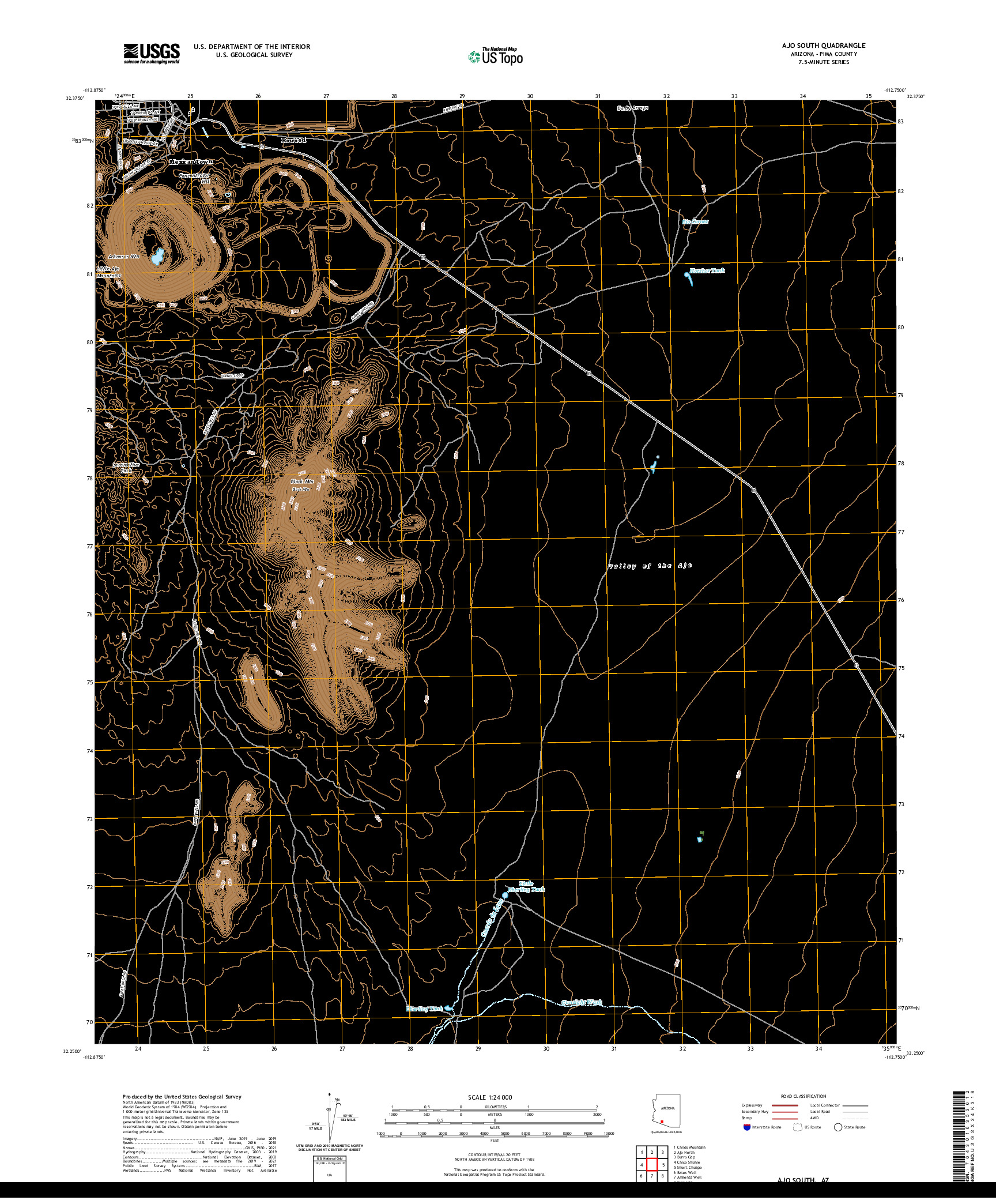 US TOPO 7.5-MINUTE MAP FOR AJO SOUTH, AZ