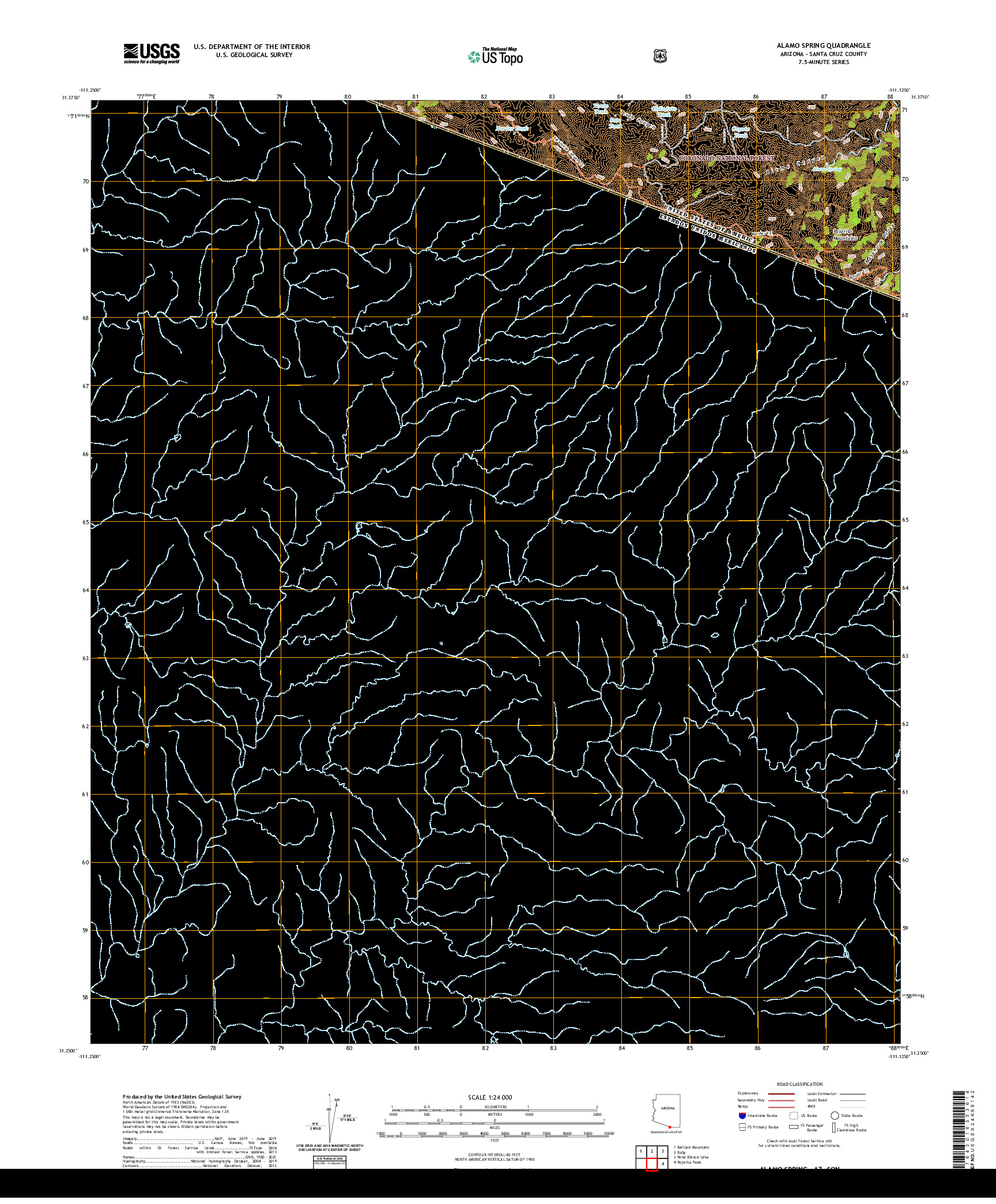 USGS US TOPO 7.5-MINUTE MAP FOR ALAMO SPRING, AZ,SON 2021