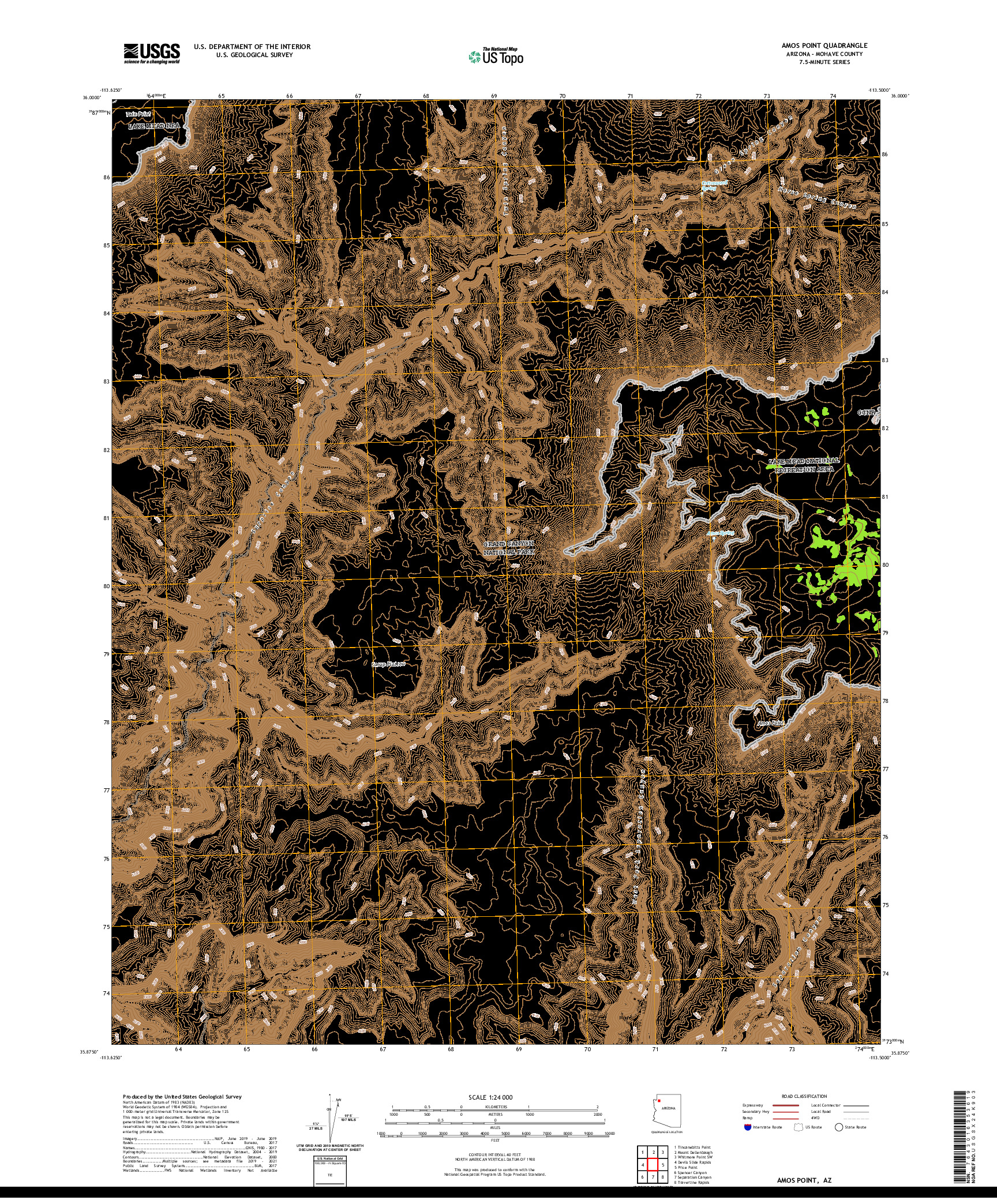 US TOPO 7.5-MINUTE MAP FOR AMOS POINT, AZ