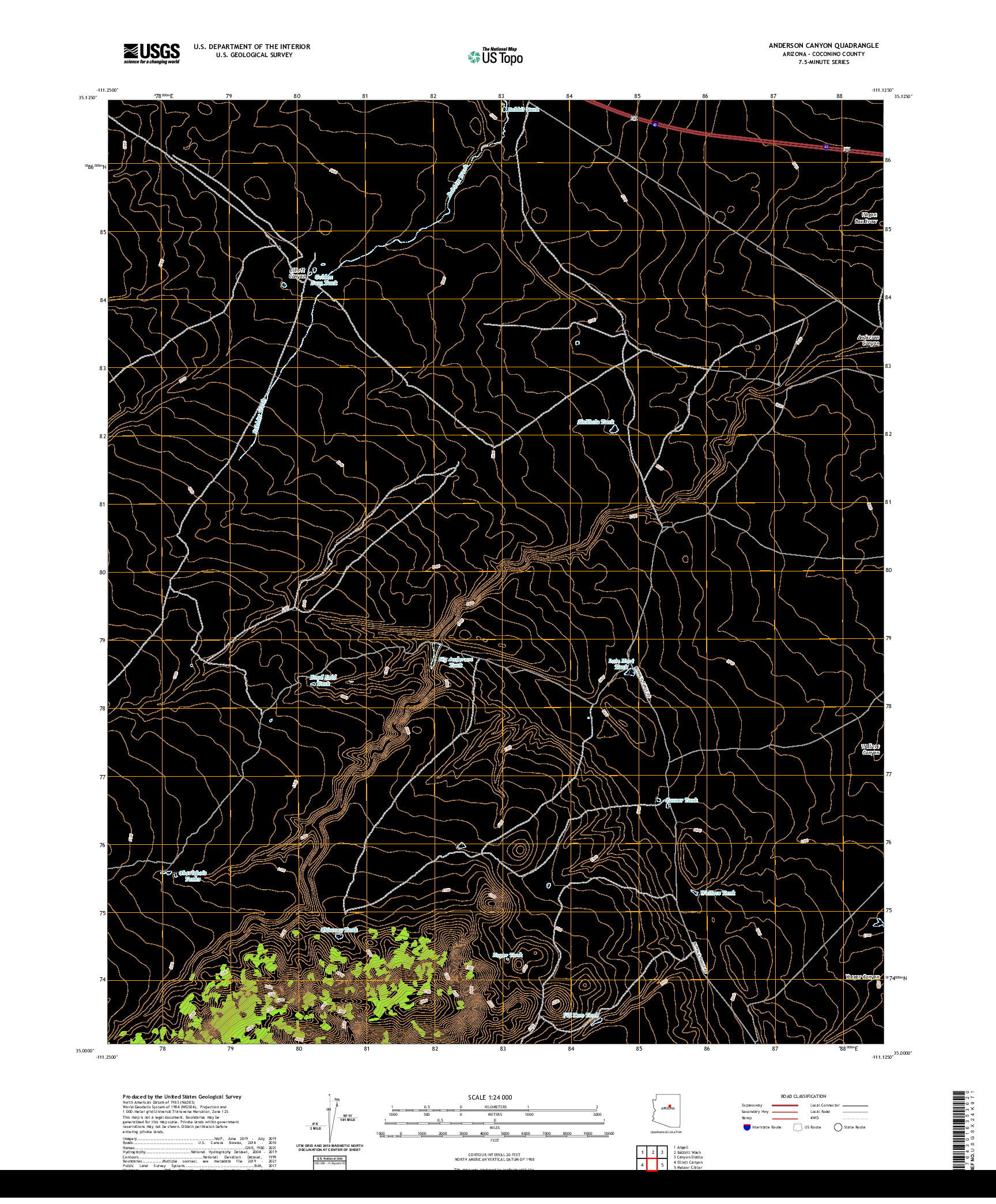 US TOPO 7.5-MINUTE MAP FOR ANDERSON CANYON, AZ