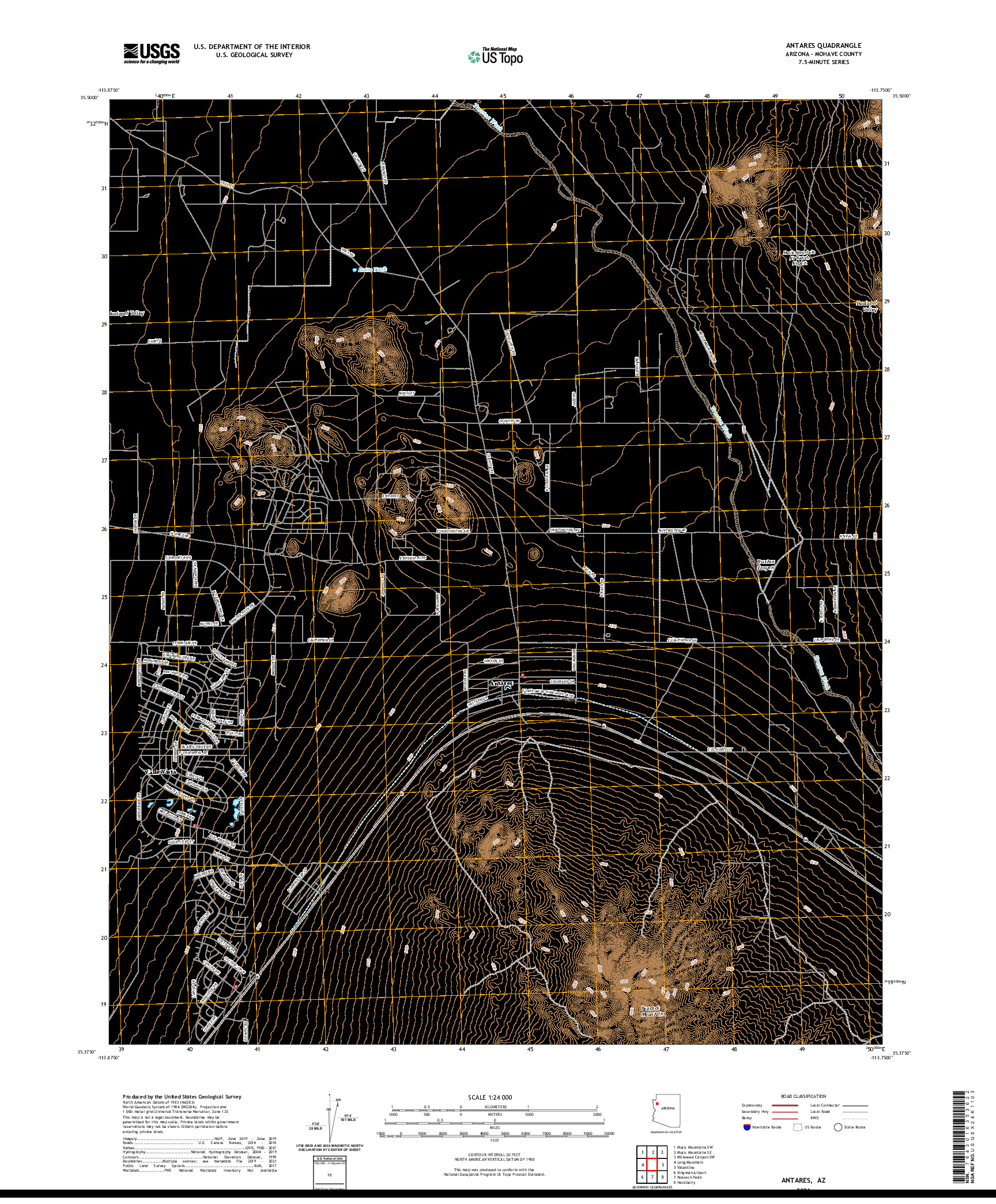 US TOPO 7.5-MINUTE MAP FOR ANTARES, AZ