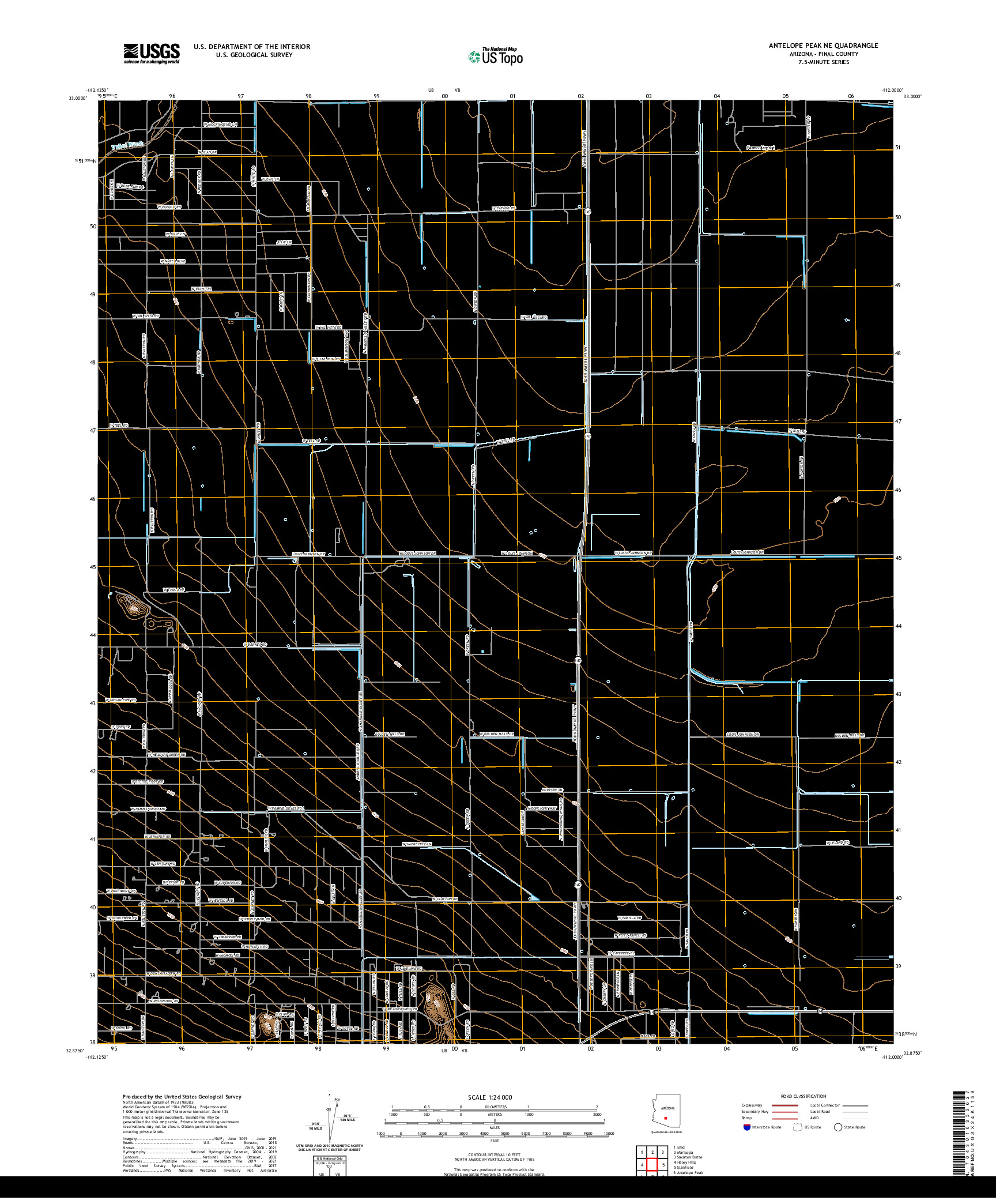 US TOPO 7.5-MINUTE MAP FOR ANTELOPE PEAK NE, AZ