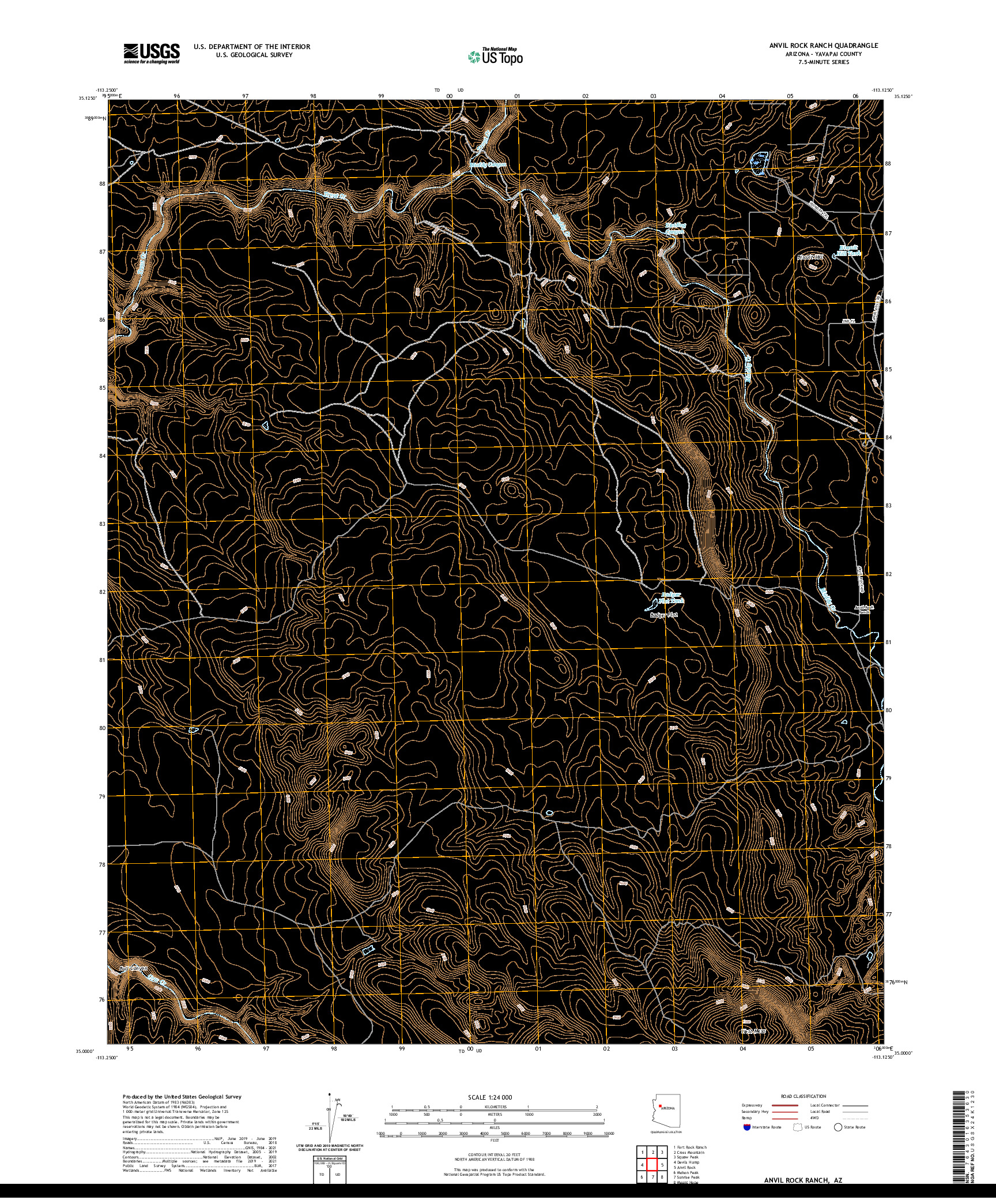 US TOPO 7.5-MINUTE MAP FOR ANVIL ROCK RANCH, AZ