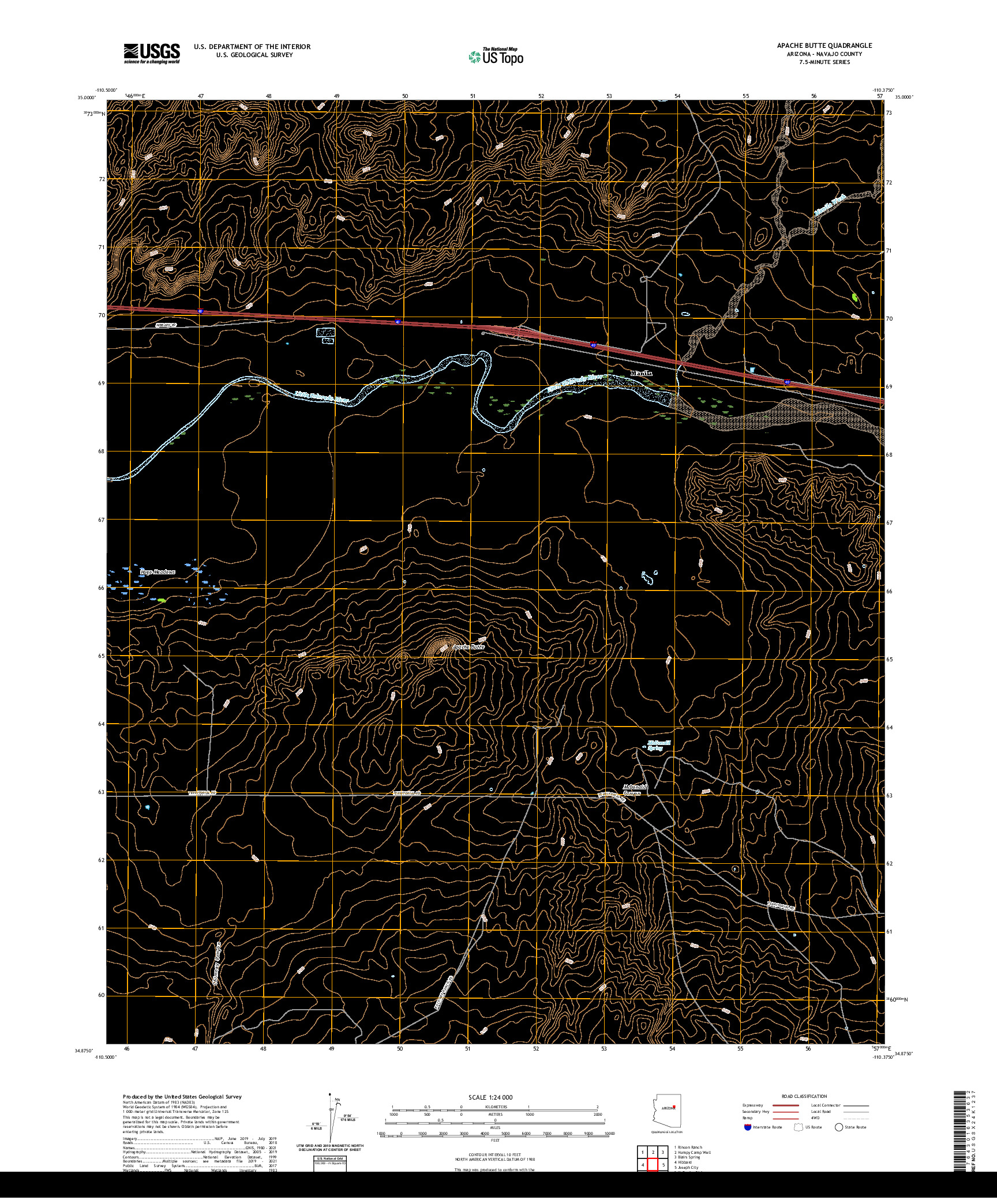 US TOPO 7.5-MINUTE MAP FOR APACHE BUTTE, AZ