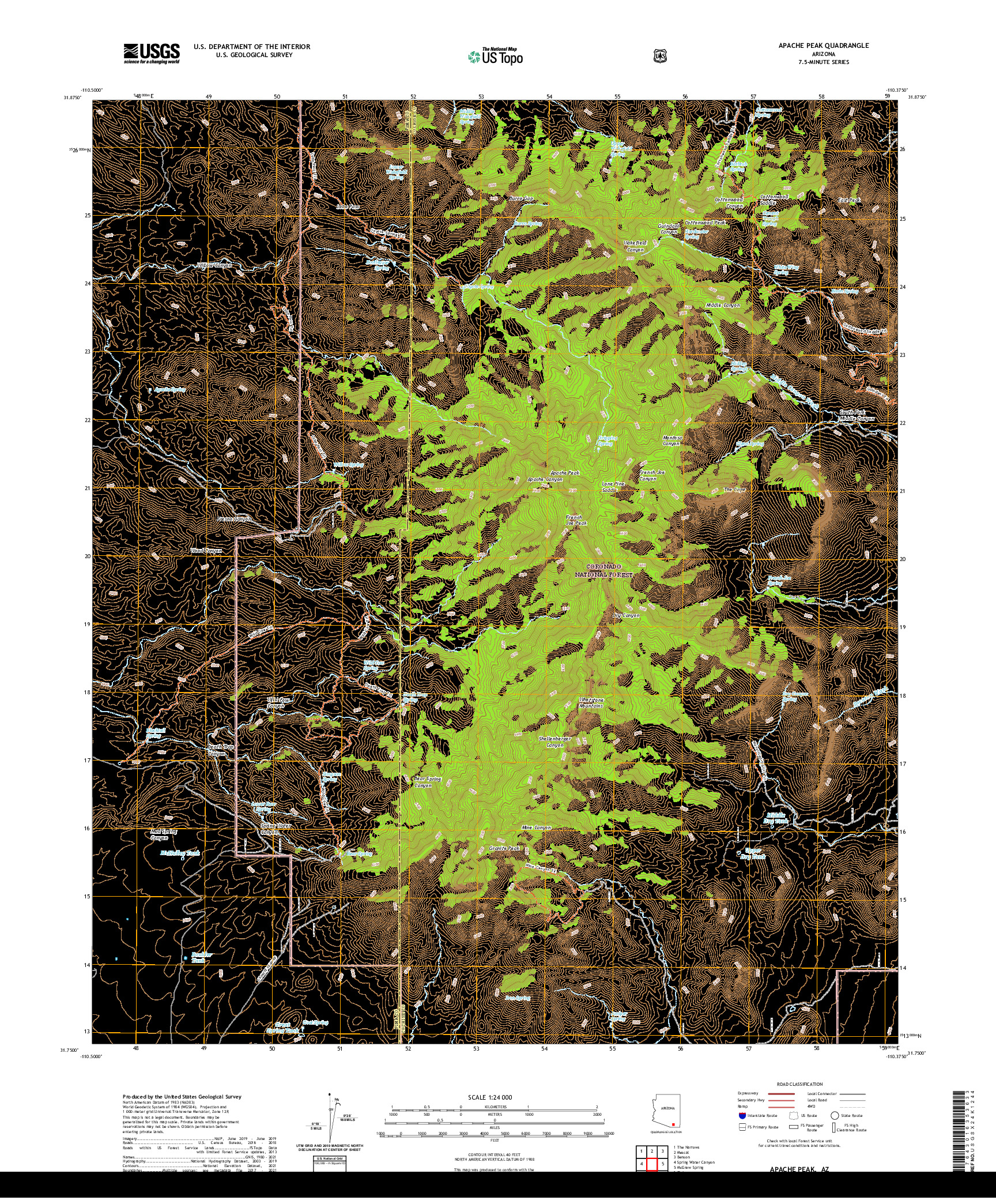 US TOPO 7.5-MINUTE MAP FOR APACHE PEAK, AZ