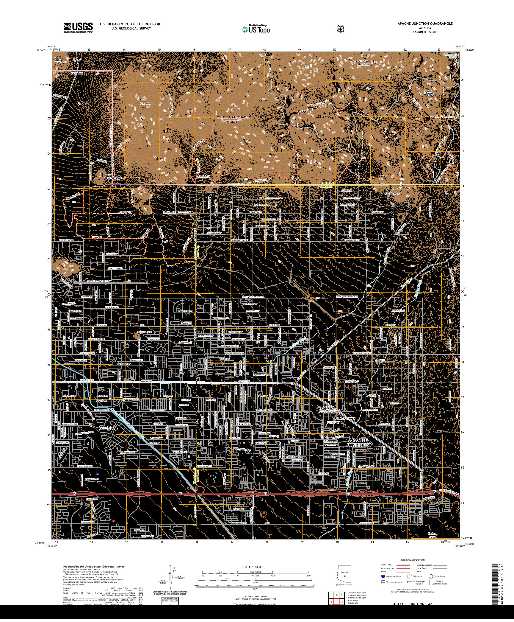 US TOPO 7.5-MINUTE MAP FOR APACHE JUNCTION, AZ