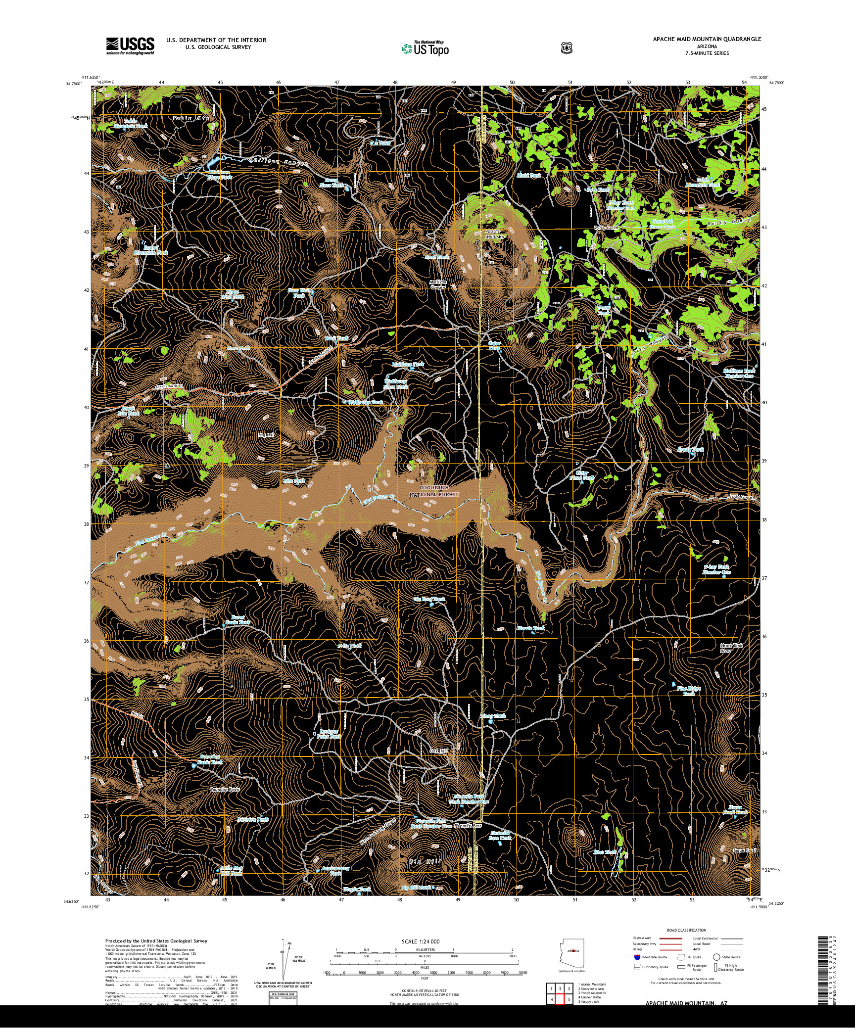 US TOPO 7.5-MINUTE MAP FOR APACHE MAID MOUNTAIN, AZ