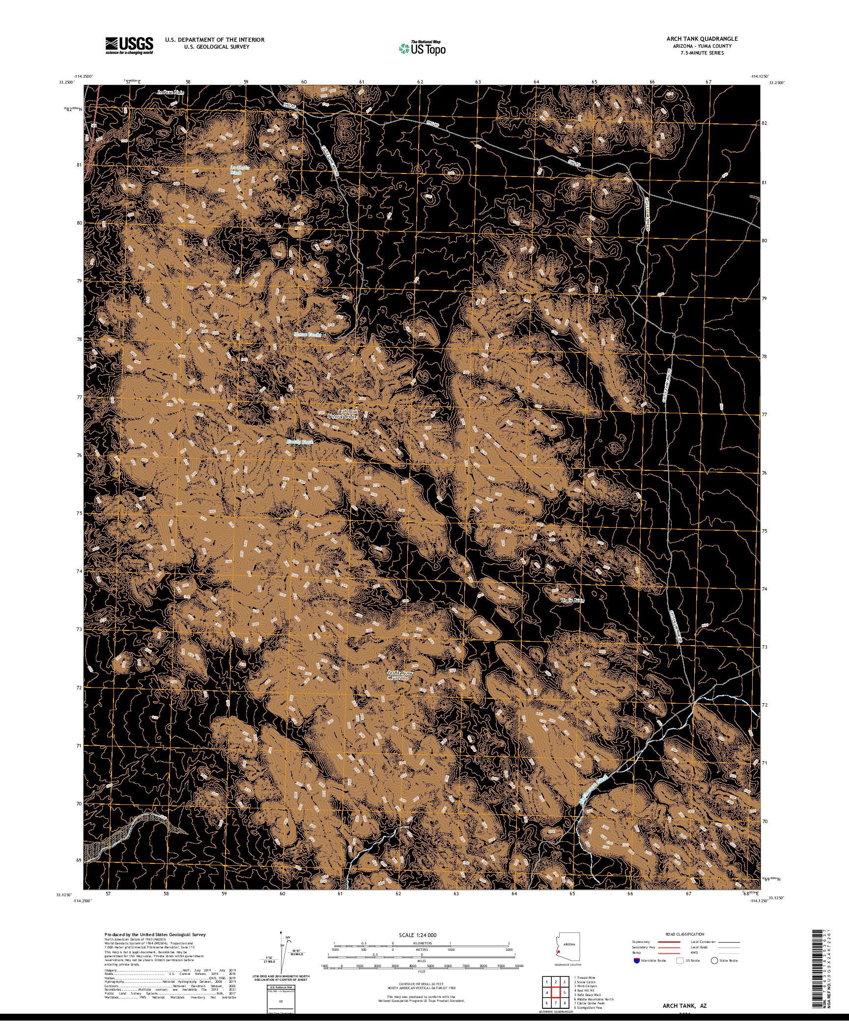 USGS US TOPO 7.5-MINUTE MAP FOR ARCH TANK, AZ 2021