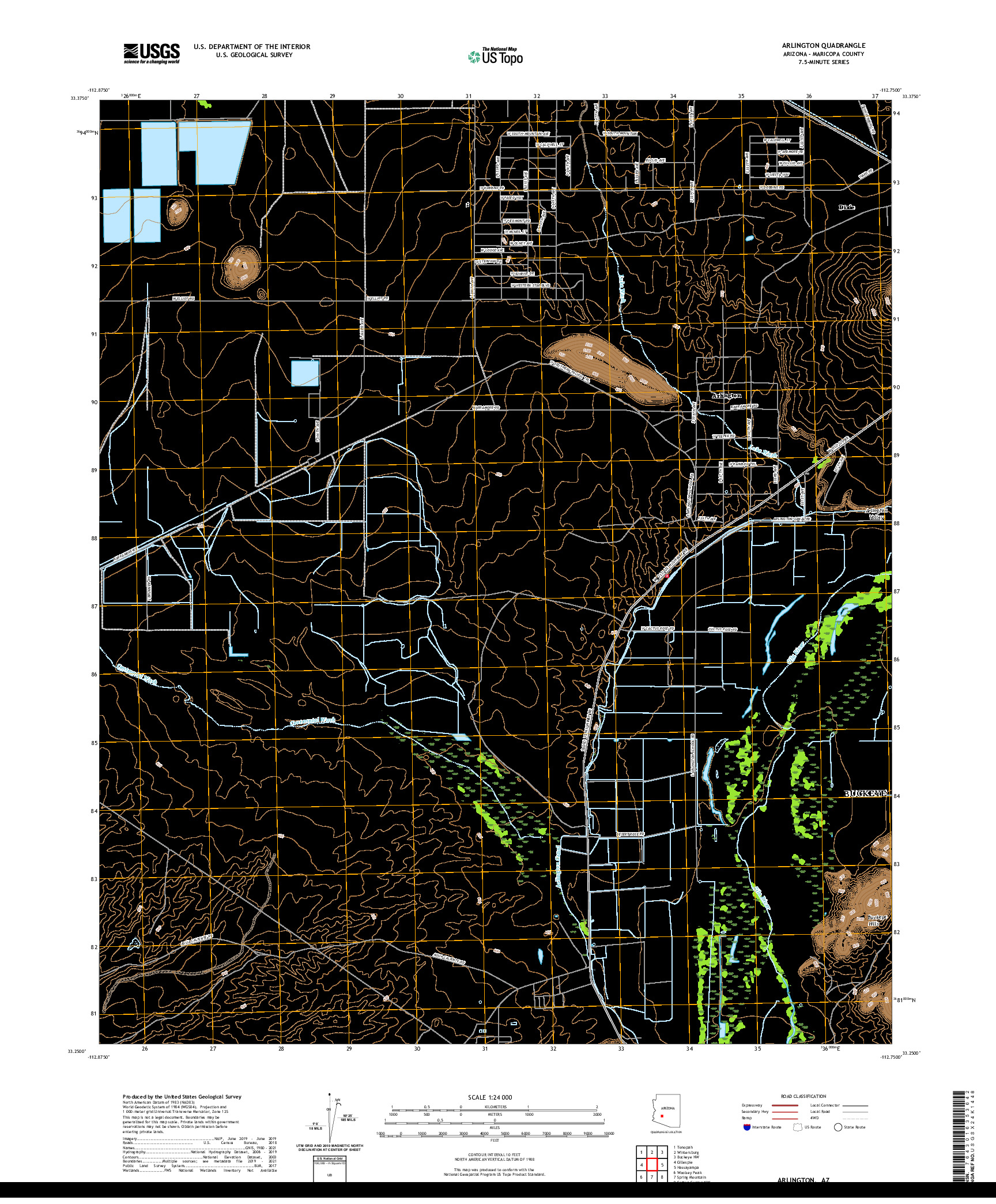 US TOPO 7.5-MINUTE MAP FOR ARLINGTON, AZ