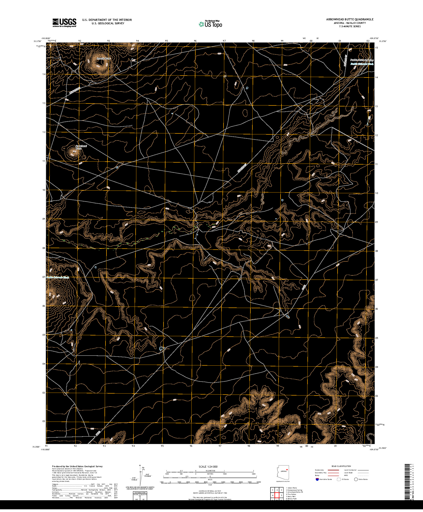 US TOPO 7.5-MINUTE MAP FOR ARROWHEAD BUTTE, AZ