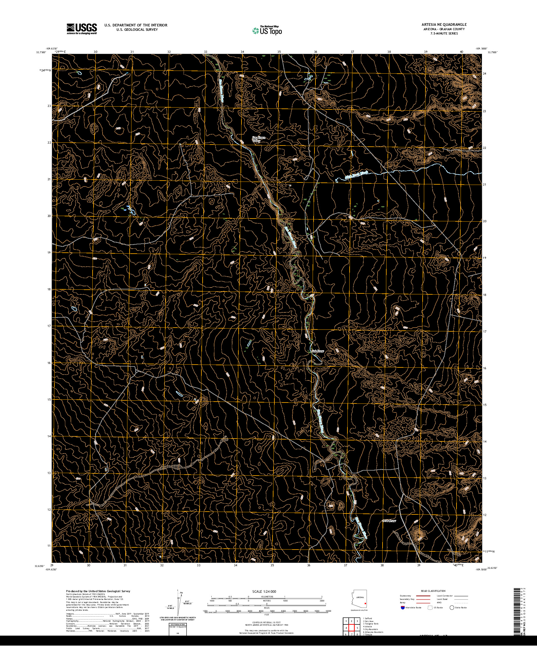 US TOPO 7.5-MINUTE MAP FOR ARTESIA NE, AZ