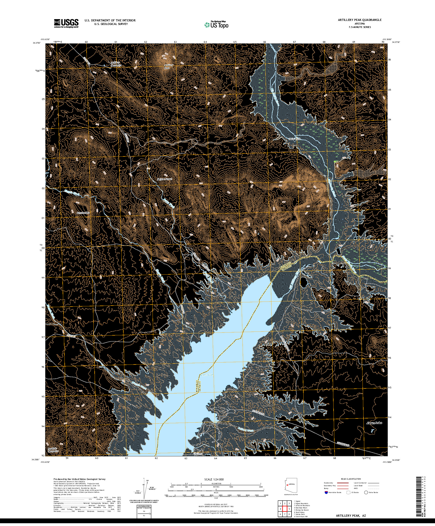 US TOPO 7.5-MINUTE MAP FOR ARTILLERY PEAK, AZ