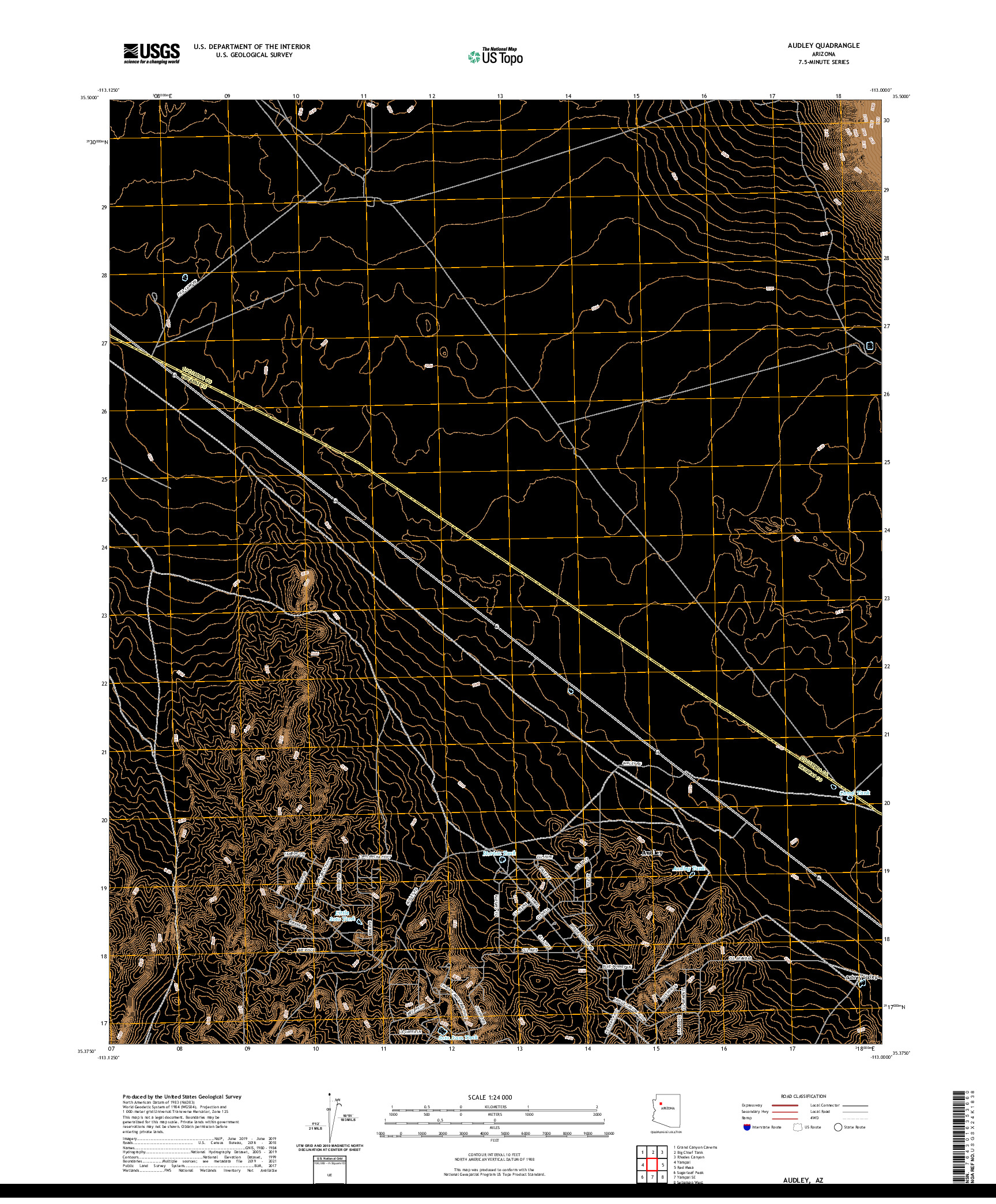 US TOPO 7.5-MINUTE MAP FOR AUDLEY, AZ