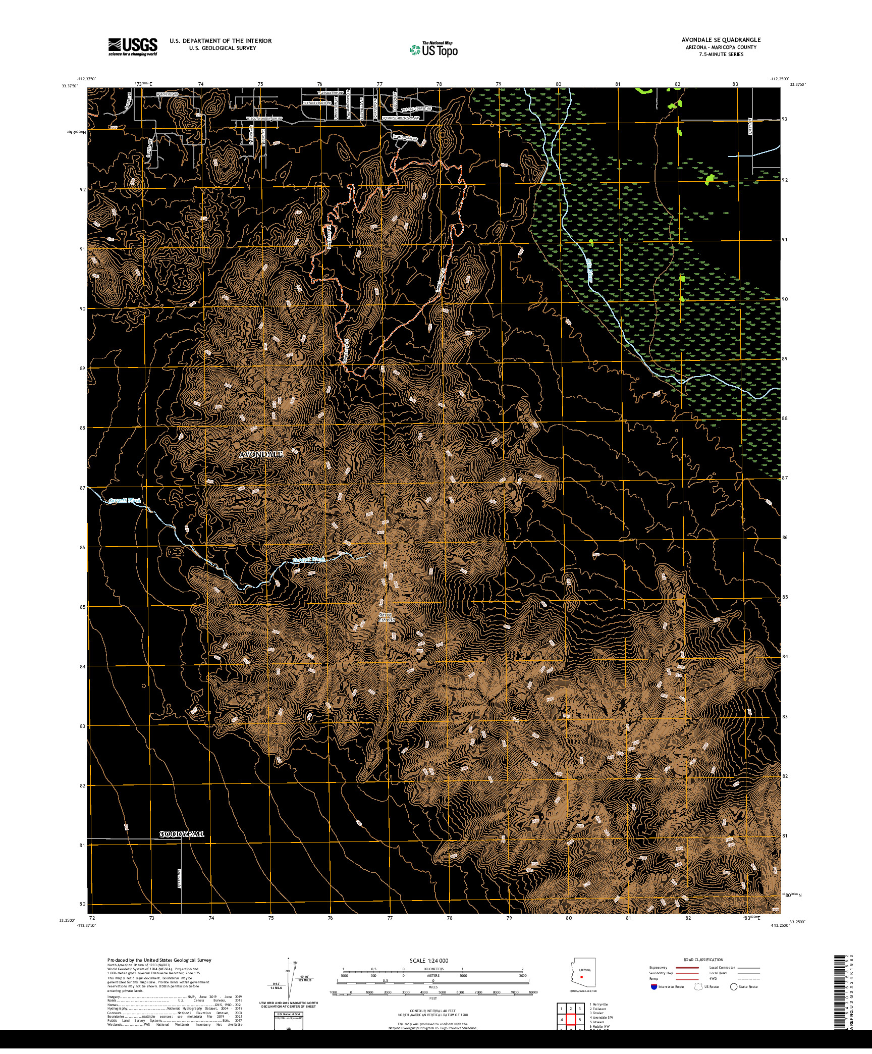 US TOPO 7.5-MINUTE MAP FOR AVONDALE SE, AZ