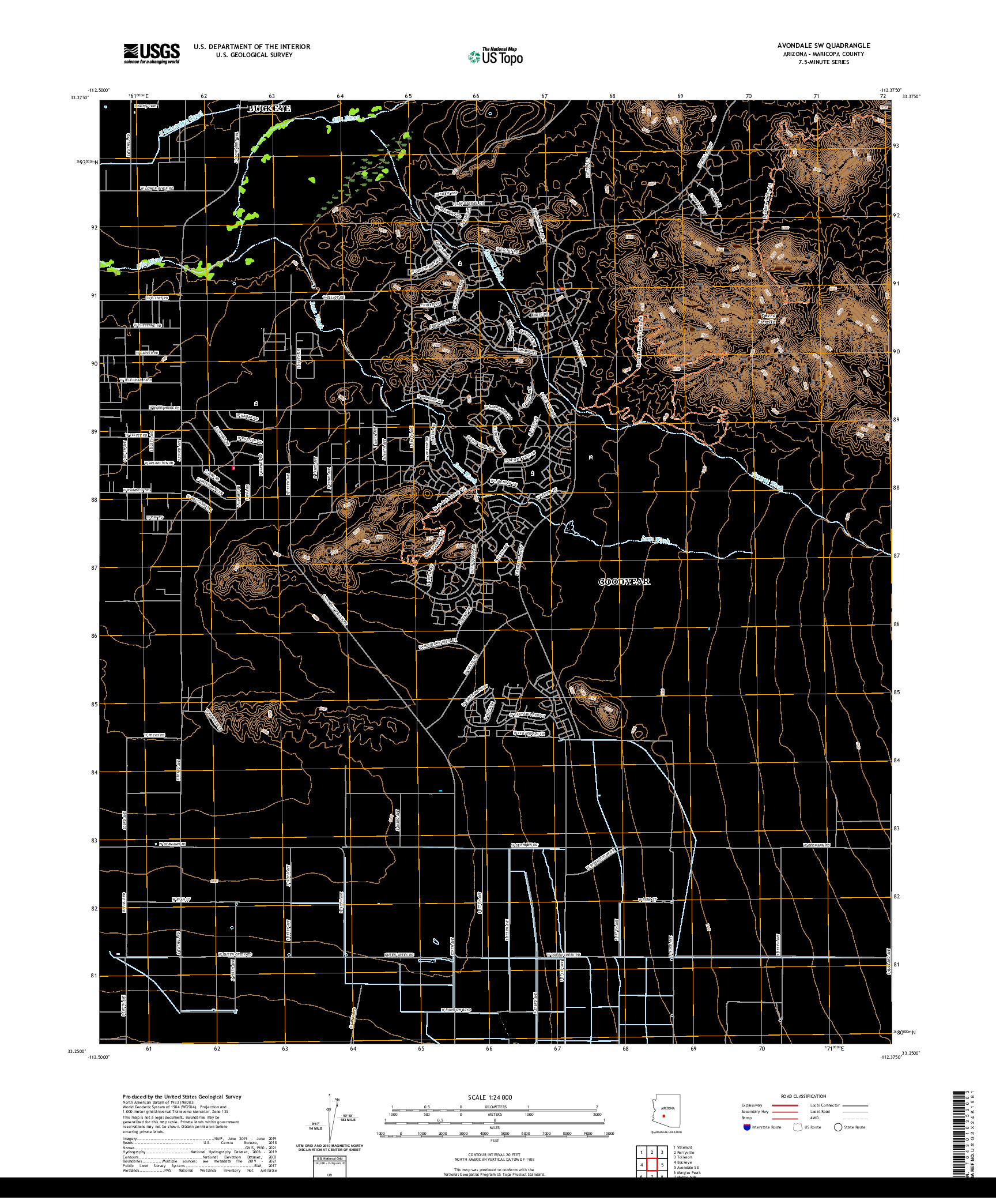 US TOPO 7.5-MINUTE MAP FOR AVONDALE SW, AZ