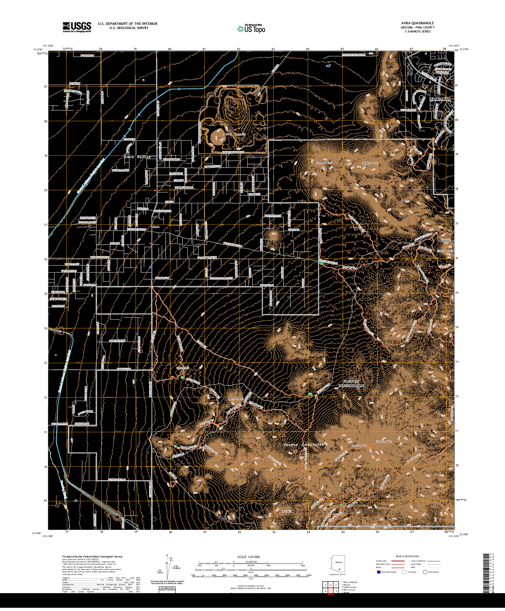 US TOPO 7.5-MINUTE MAP FOR AVRA, AZ