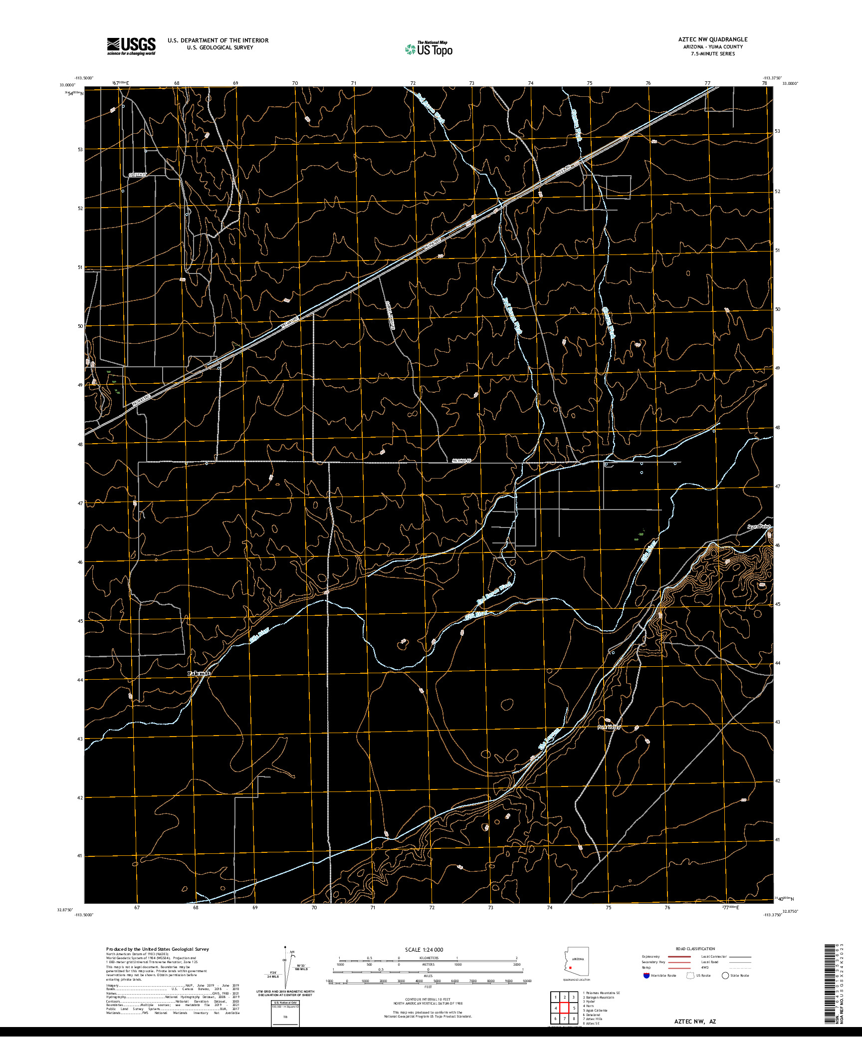 USGS US TOPO 7.5-MINUTE MAP FOR AZTEC NW, AZ 2021