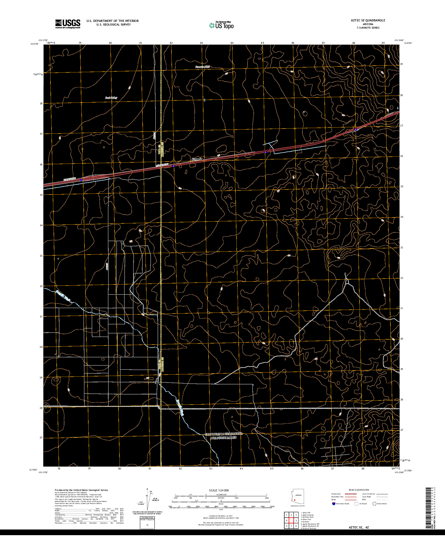 US TOPO 7.5-MINUTE MAP FOR AZTEC SE, AZ