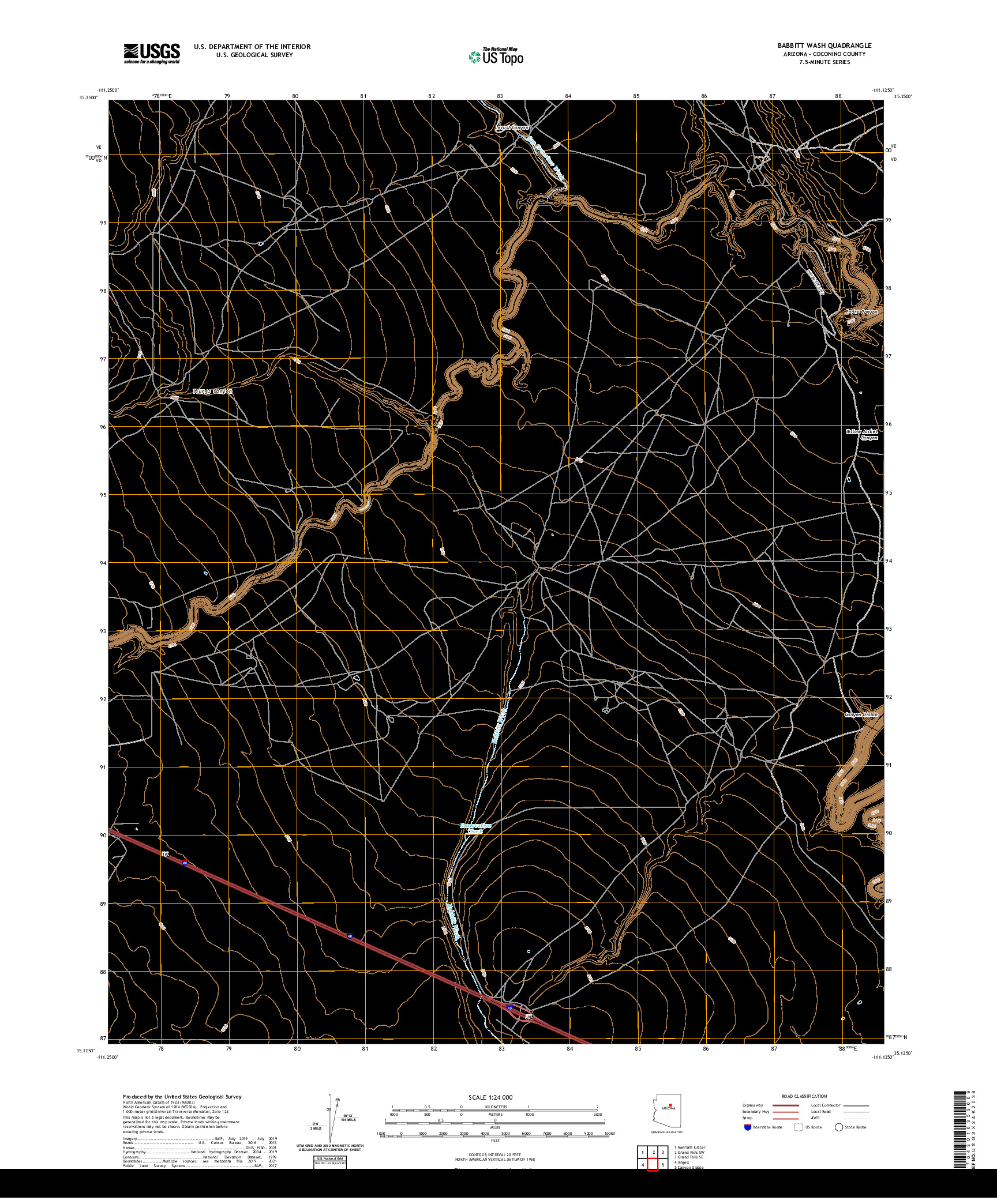 US TOPO 7.5-MINUTE MAP FOR BABBITT WASH, AZ