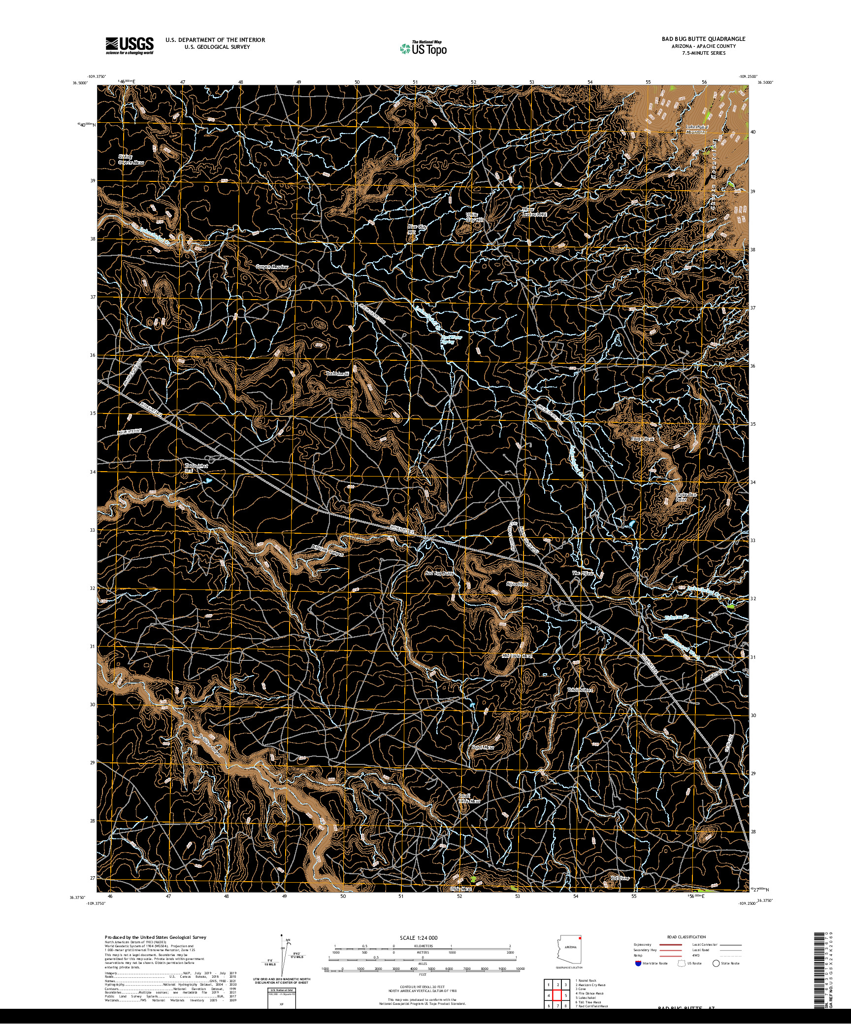 US TOPO 7.5-MINUTE MAP FOR BAD BUG BUTTE, AZ