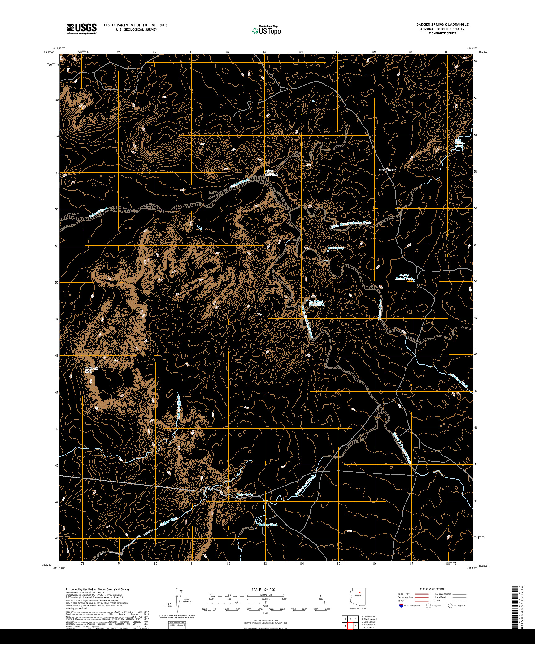 US TOPO 7.5-MINUTE MAP FOR BADGER SPRING, AZ