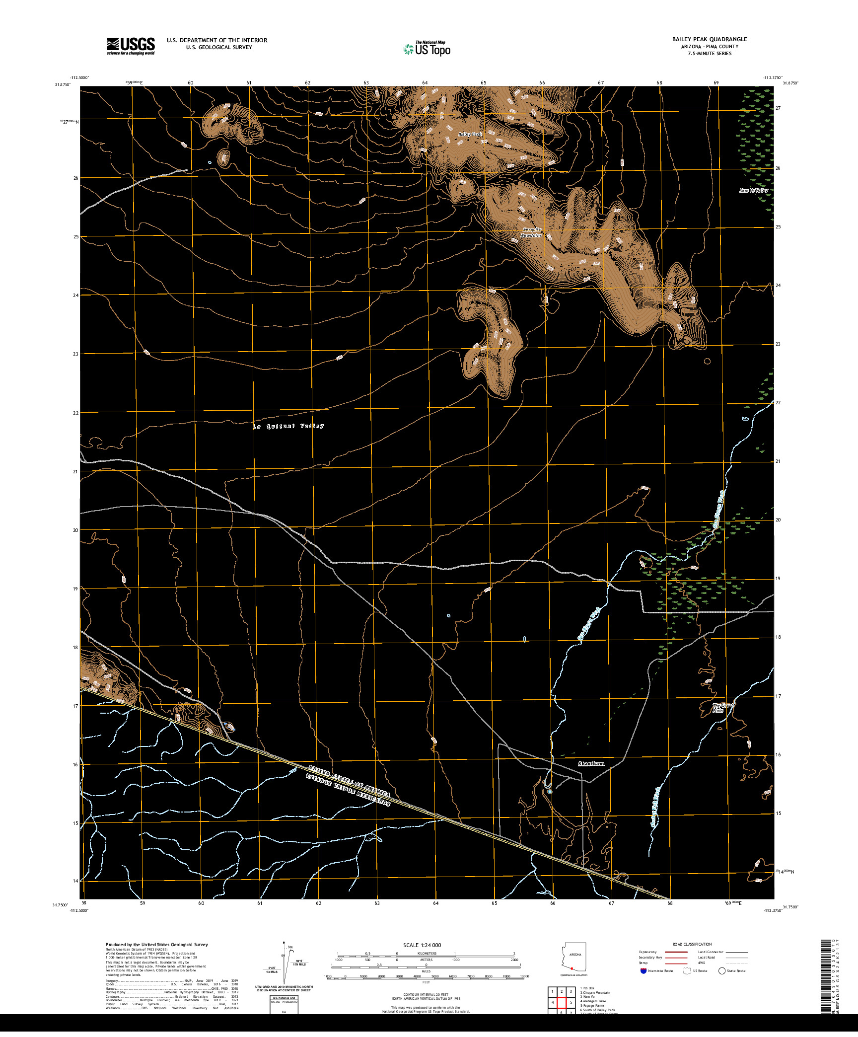 US TOPO 7.5-MINUTE MAP FOR BAILEY PEAK, AZ,SON