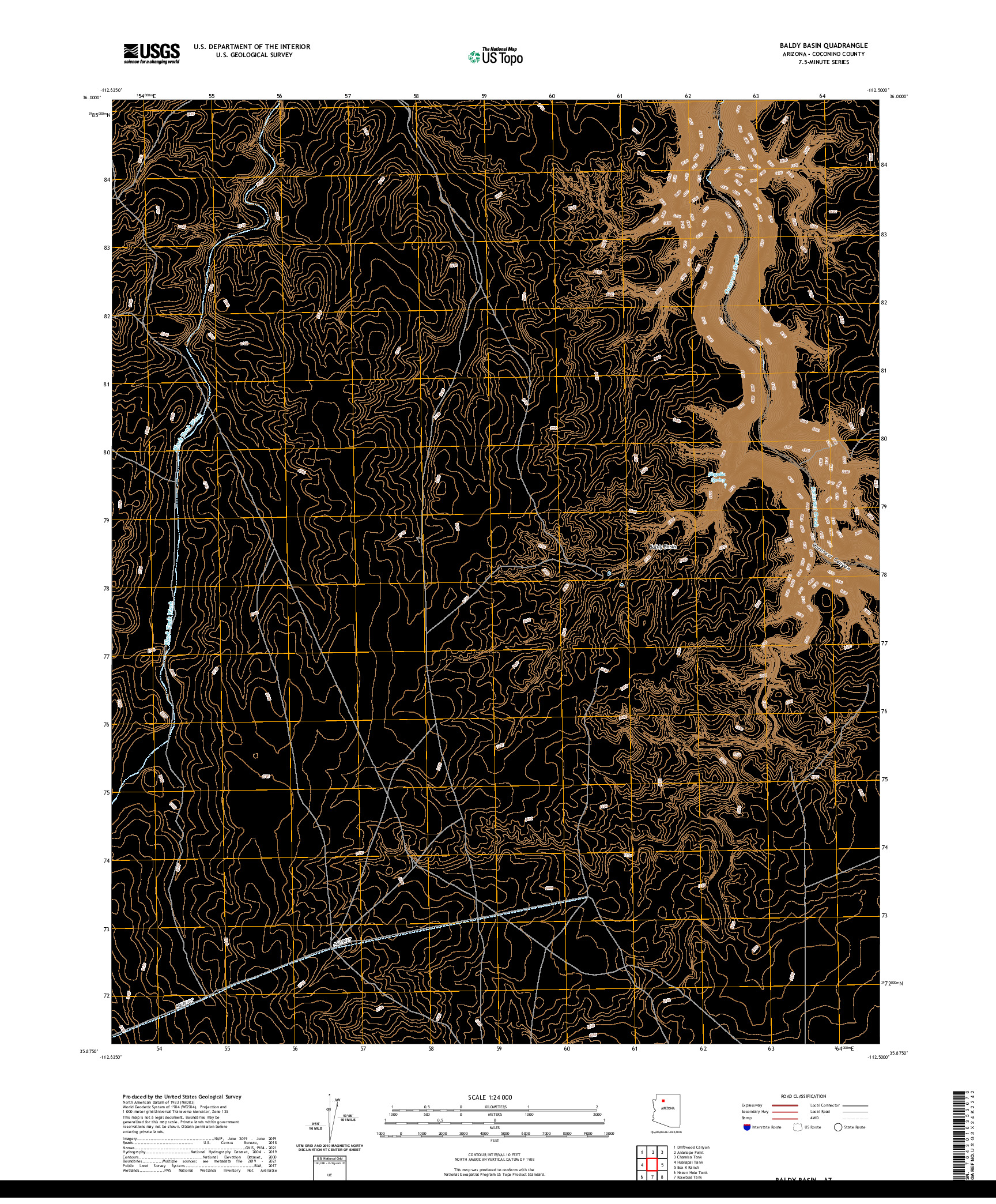 US TOPO 7.5-MINUTE MAP FOR BALDY BASIN, AZ