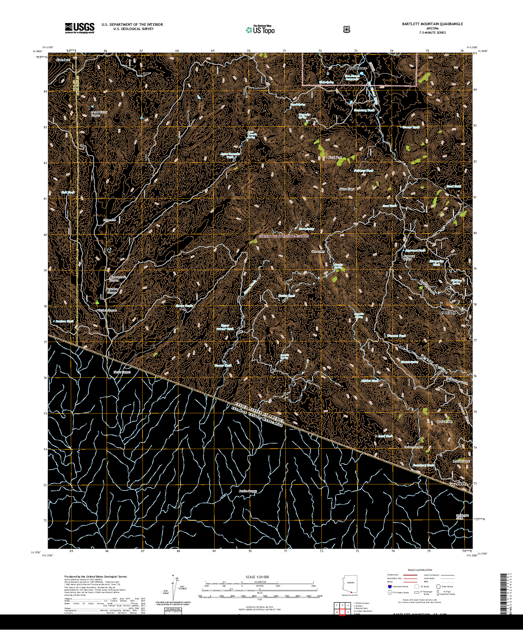 US TOPO 7.5-MINUTE MAP FOR BARTLETT MOUNTAIN, AZ,SON