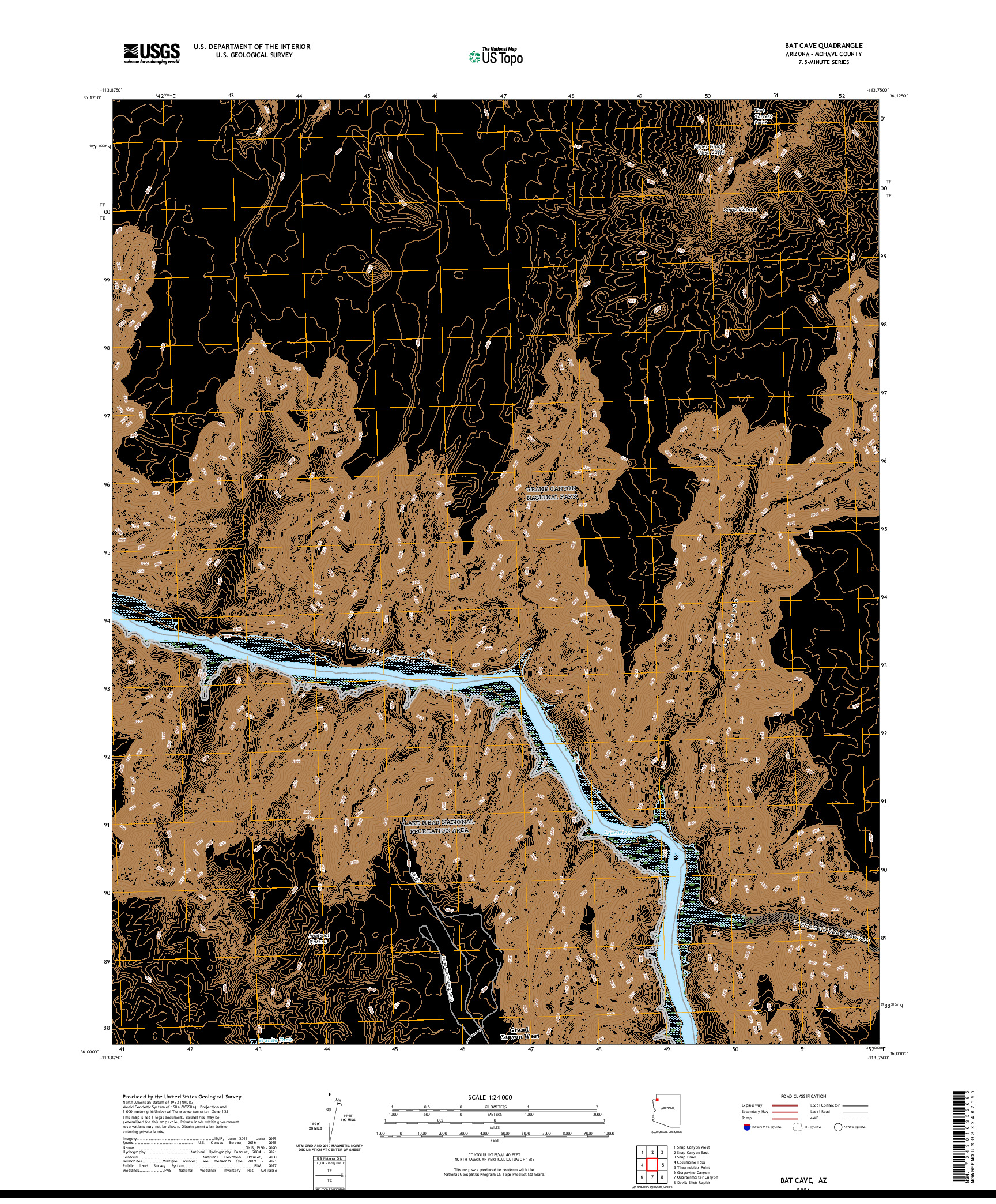 US TOPO 7.5-MINUTE MAP FOR BAT CAVE, AZ