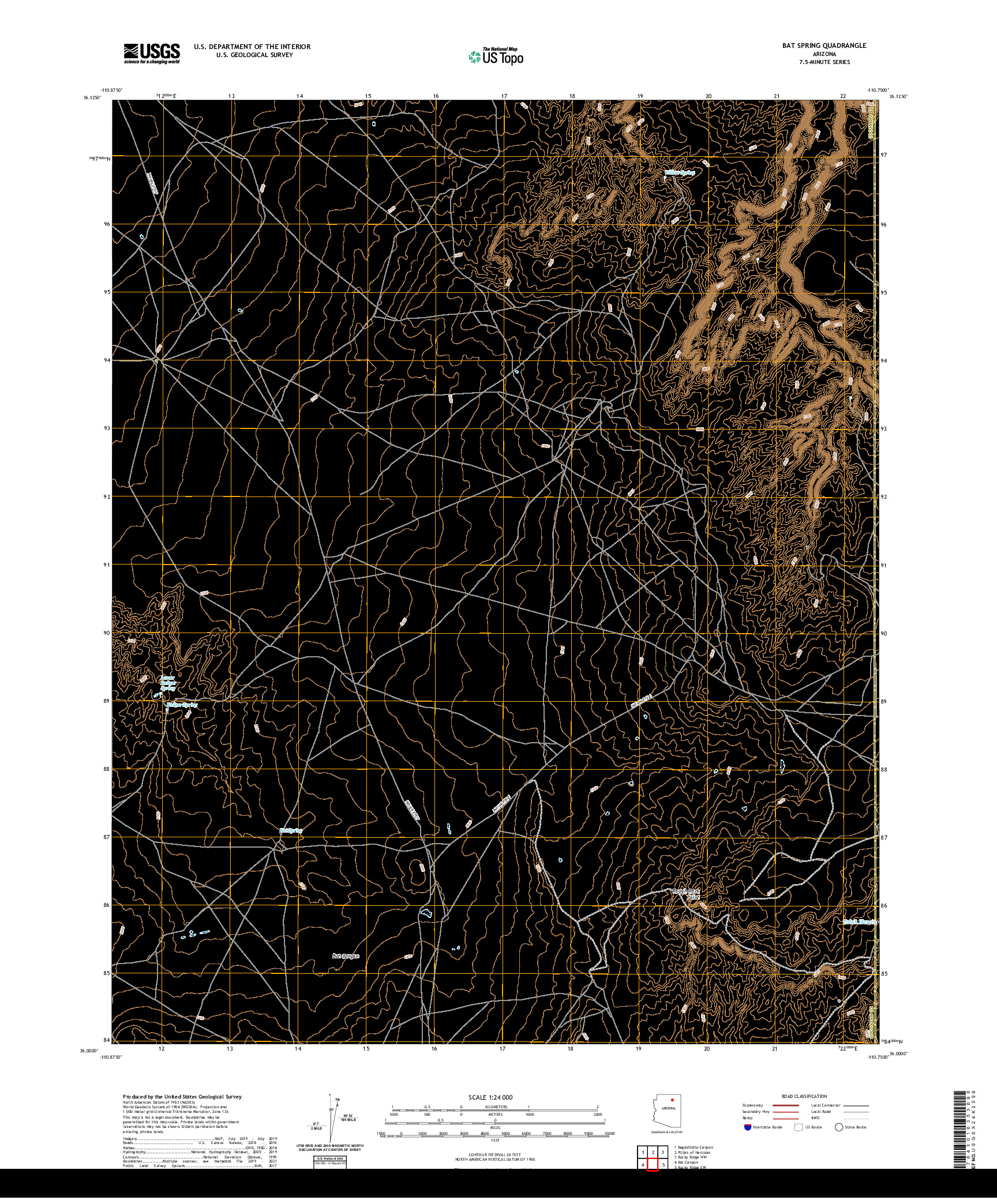 US TOPO 7.5-MINUTE MAP FOR BAT SPRING, AZ