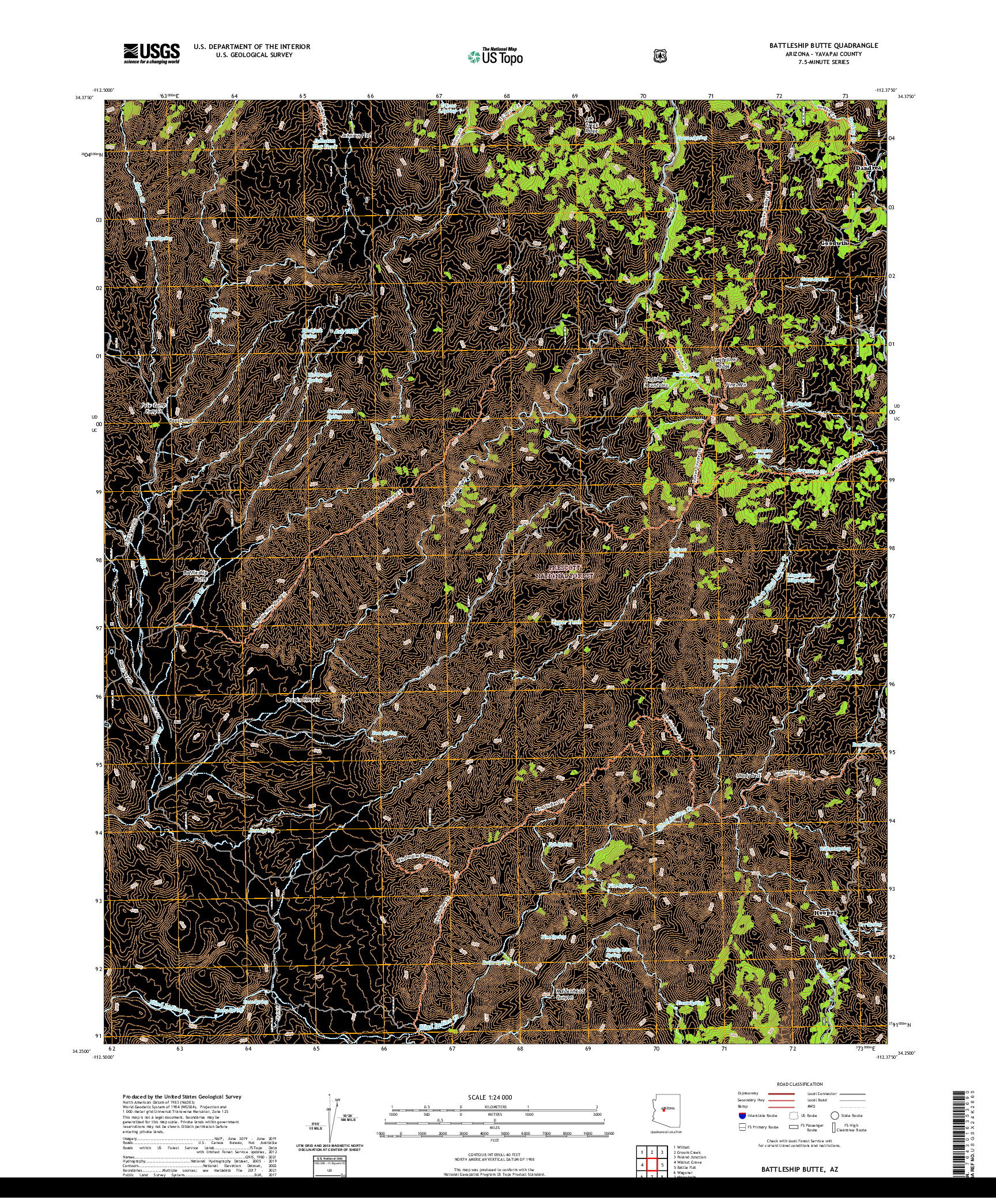 US TOPO 7.5-MINUTE MAP FOR BATTLESHIP BUTTE, AZ