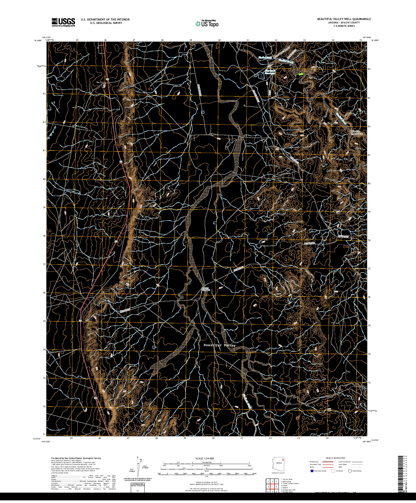 US TOPO 7.5-MINUTE MAP FOR BEAUTIFUL VALLEY WELL, AZ