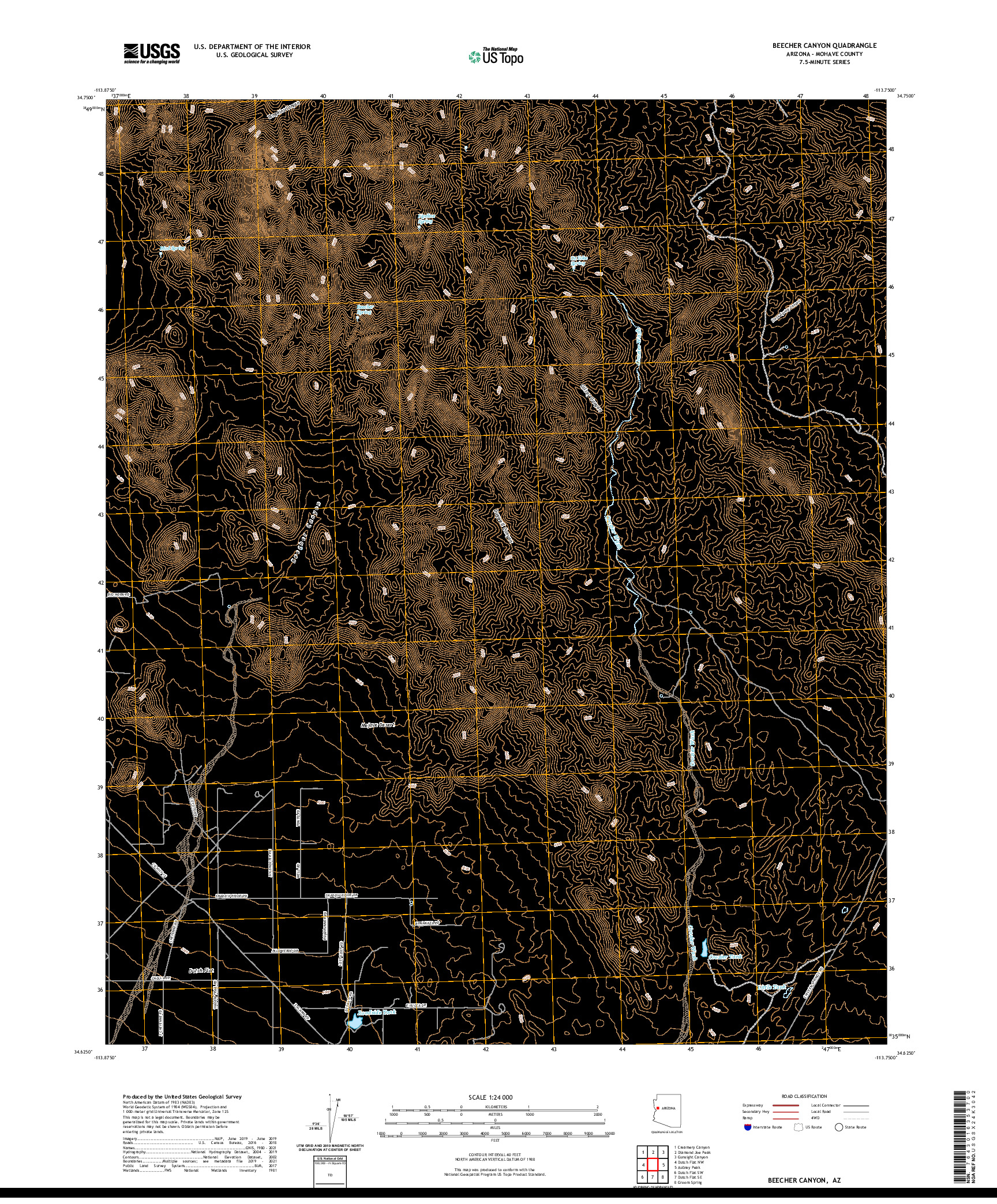 US TOPO 7.5-MINUTE MAP FOR BEECHER CANYON, AZ