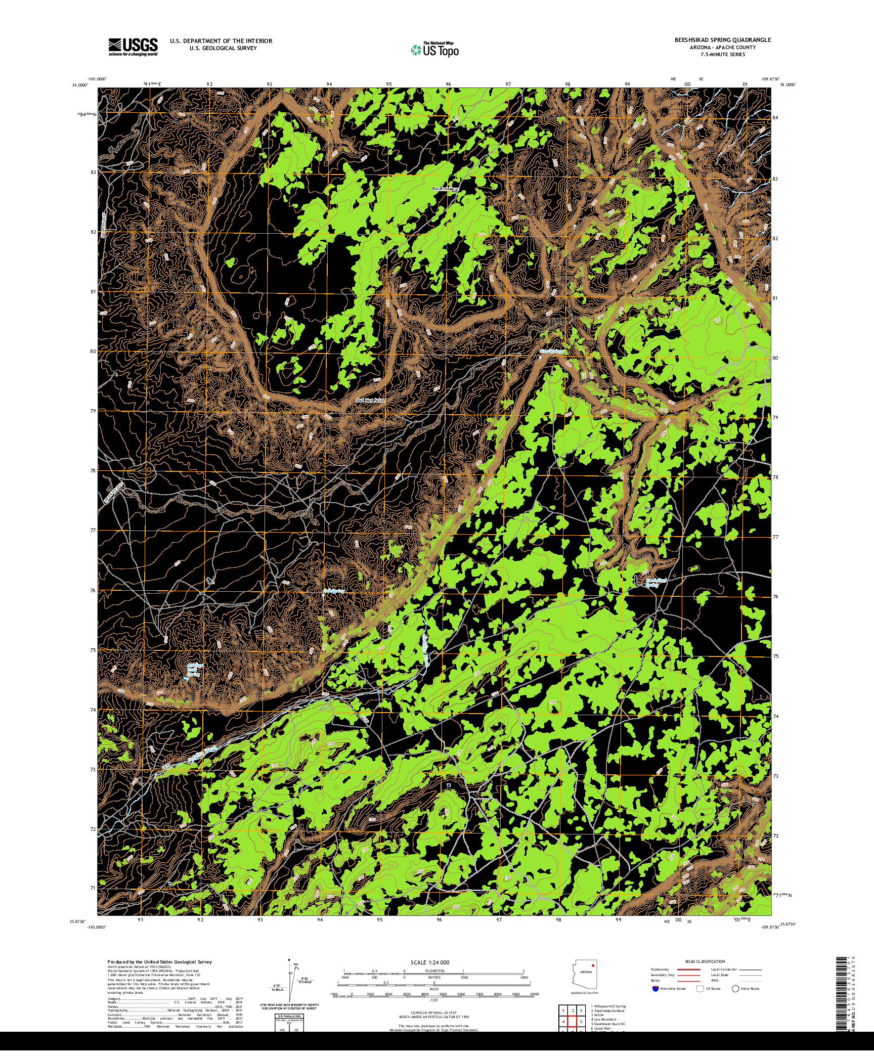 US TOPO 7.5-MINUTE MAP FOR BEESHSIKAD SPRING, AZ