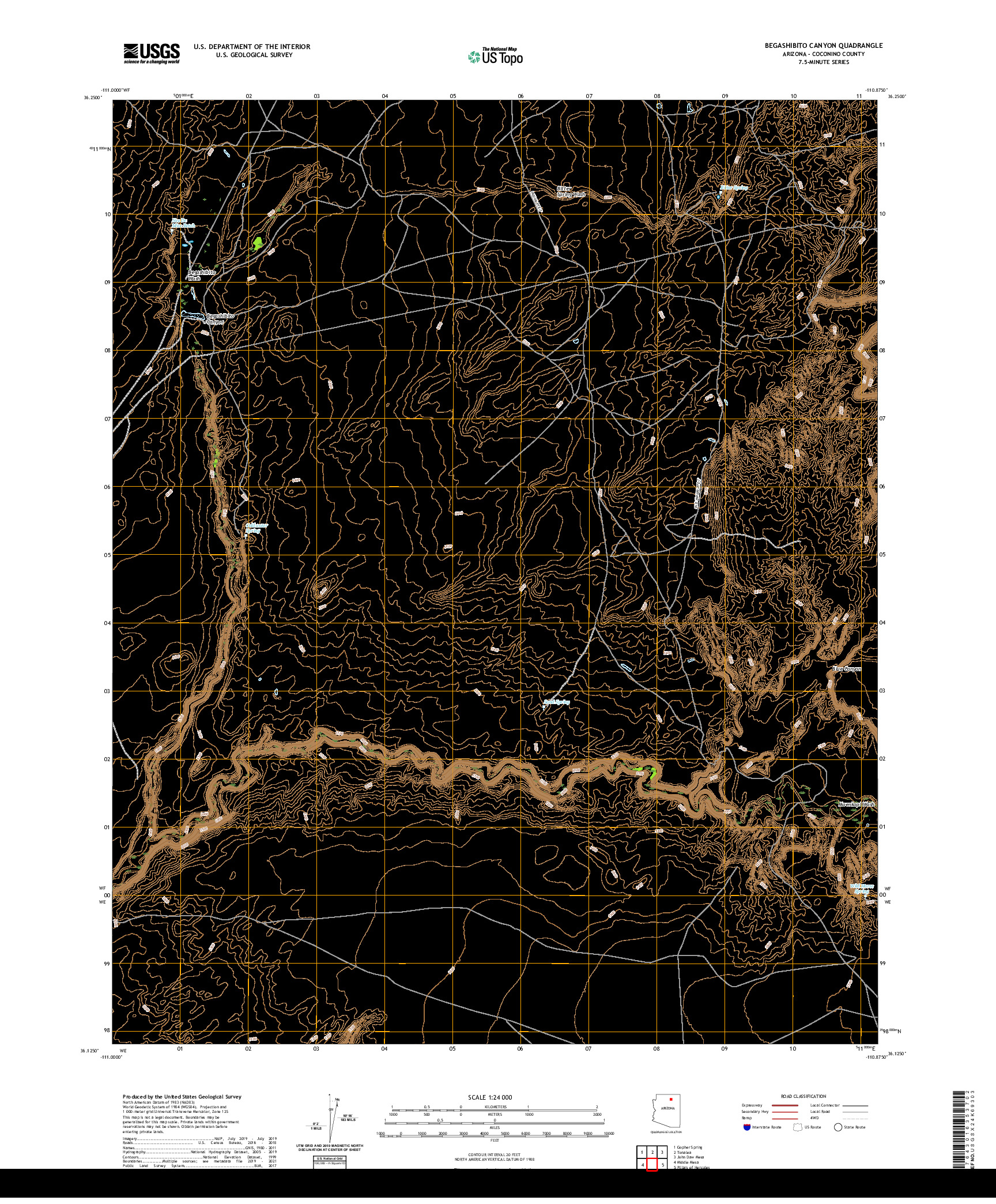 US TOPO 7.5-MINUTE MAP FOR BEGASHIBITO CANYON, AZ