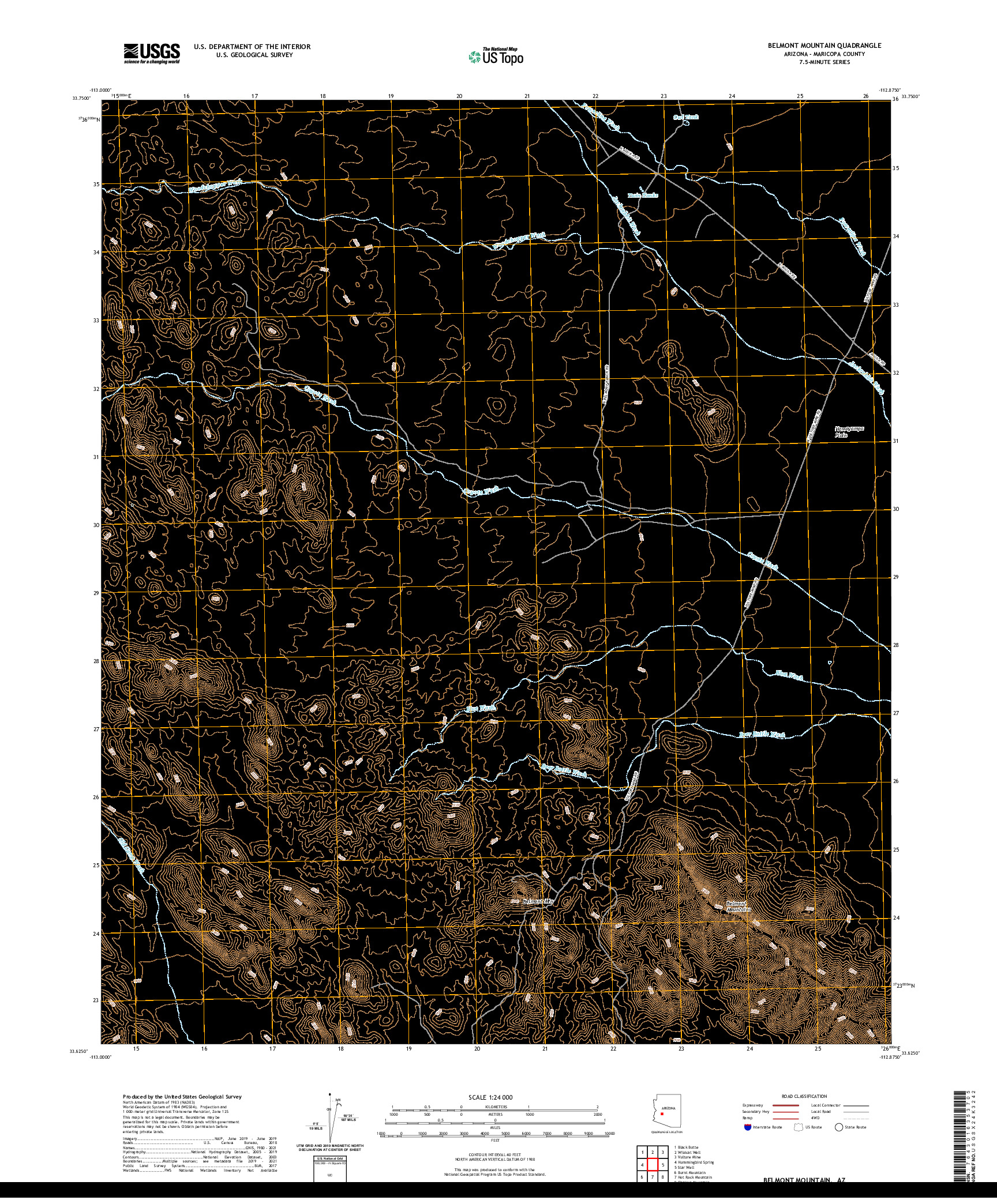 US TOPO 7.5-MINUTE MAP FOR BELMONT MOUNTAIN, AZ