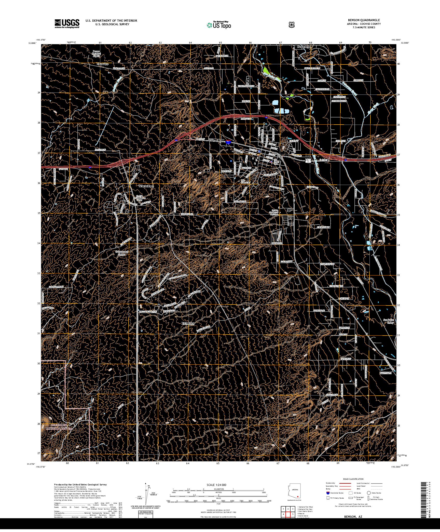 US TOPO 7.5-MINUTE MAP FOR BENSON, AZ