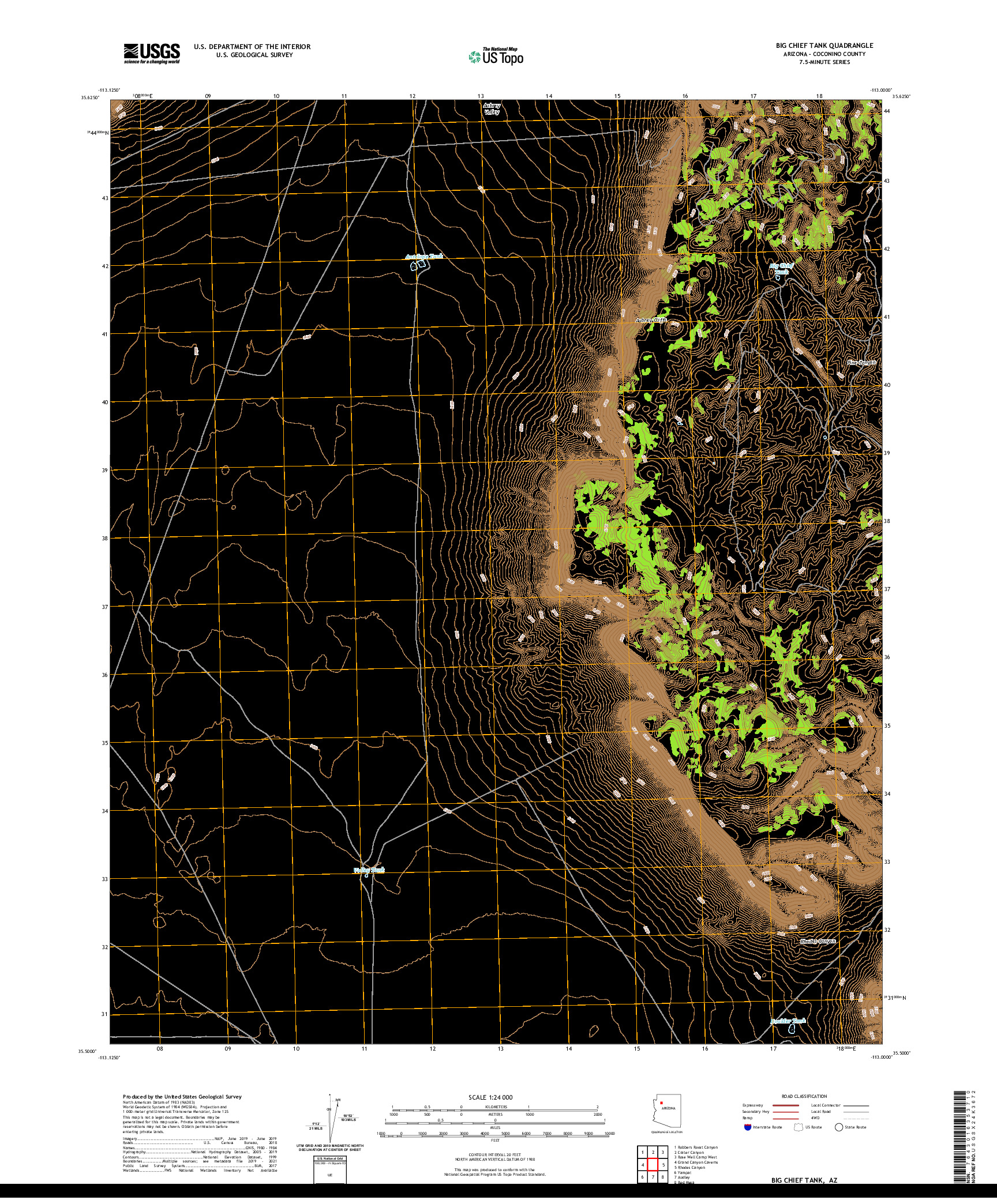 US TOPO 7.5-MINUTE MAP FOR BIG CHIEF TANK, AZ