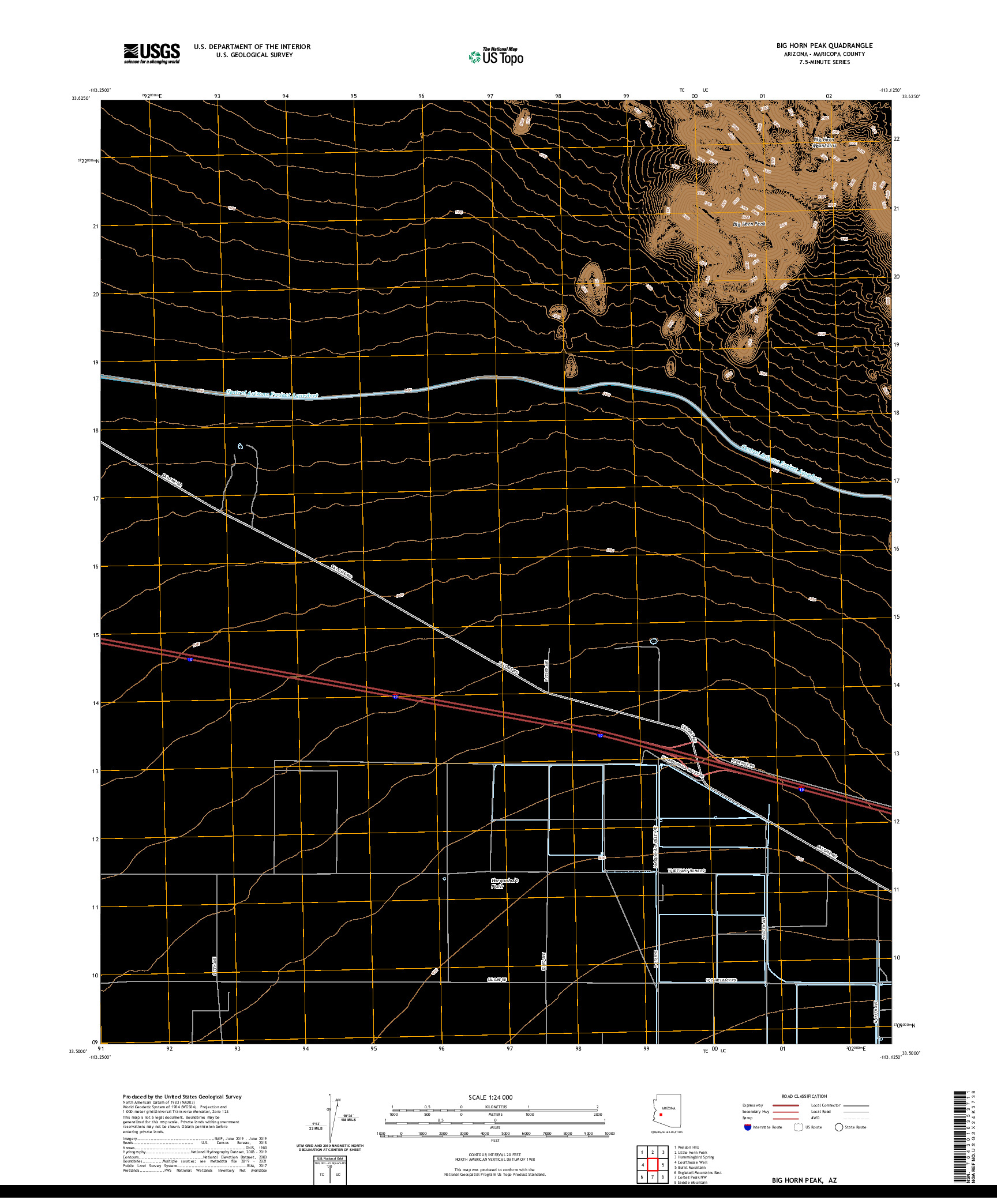 US TOPO 7.5-MINUTE MAP FOR BIG HORN PEAK, AZ